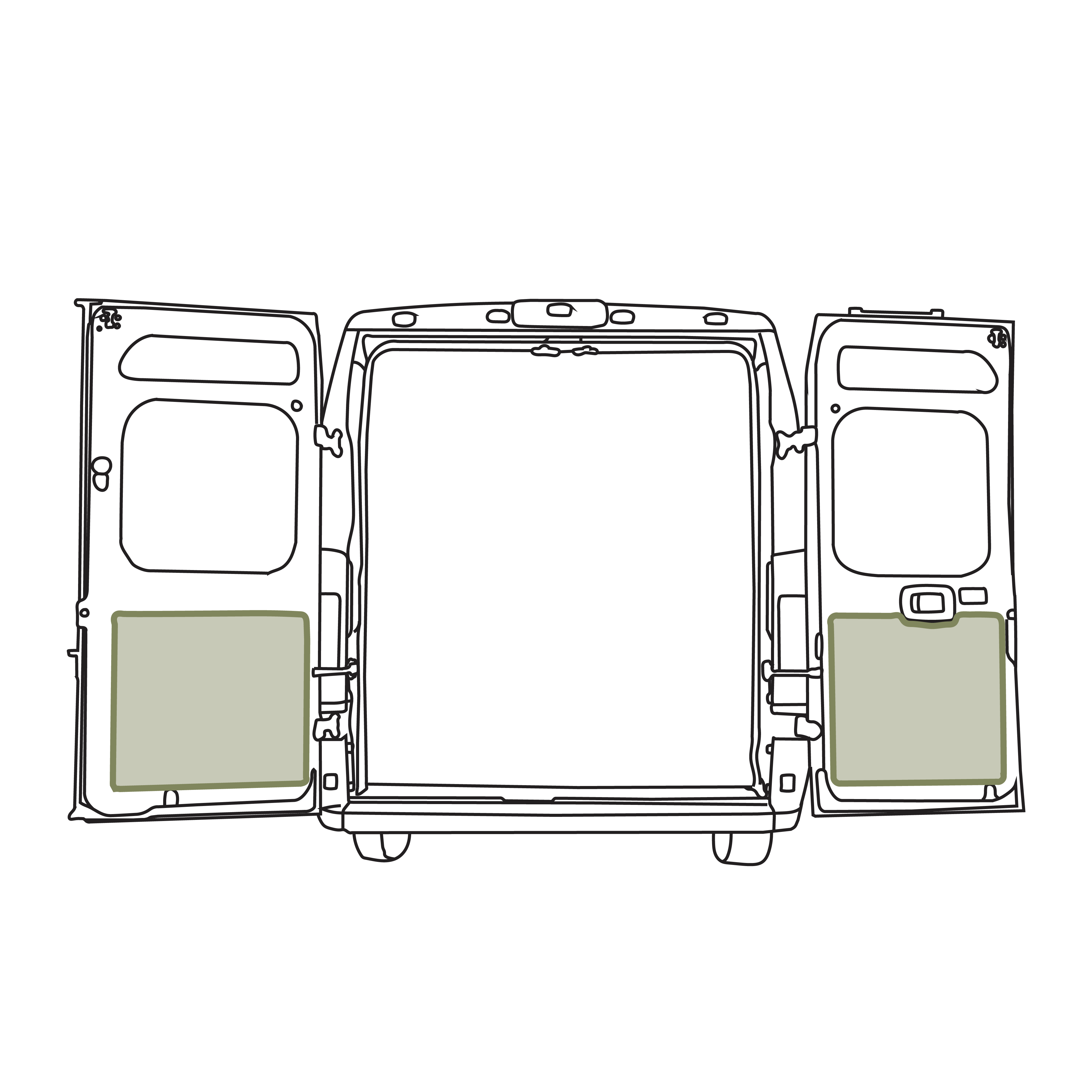 VanEssential Ram Promaster Lower Rear Door Storage Panels (Rear) - Rear-Door Organization
