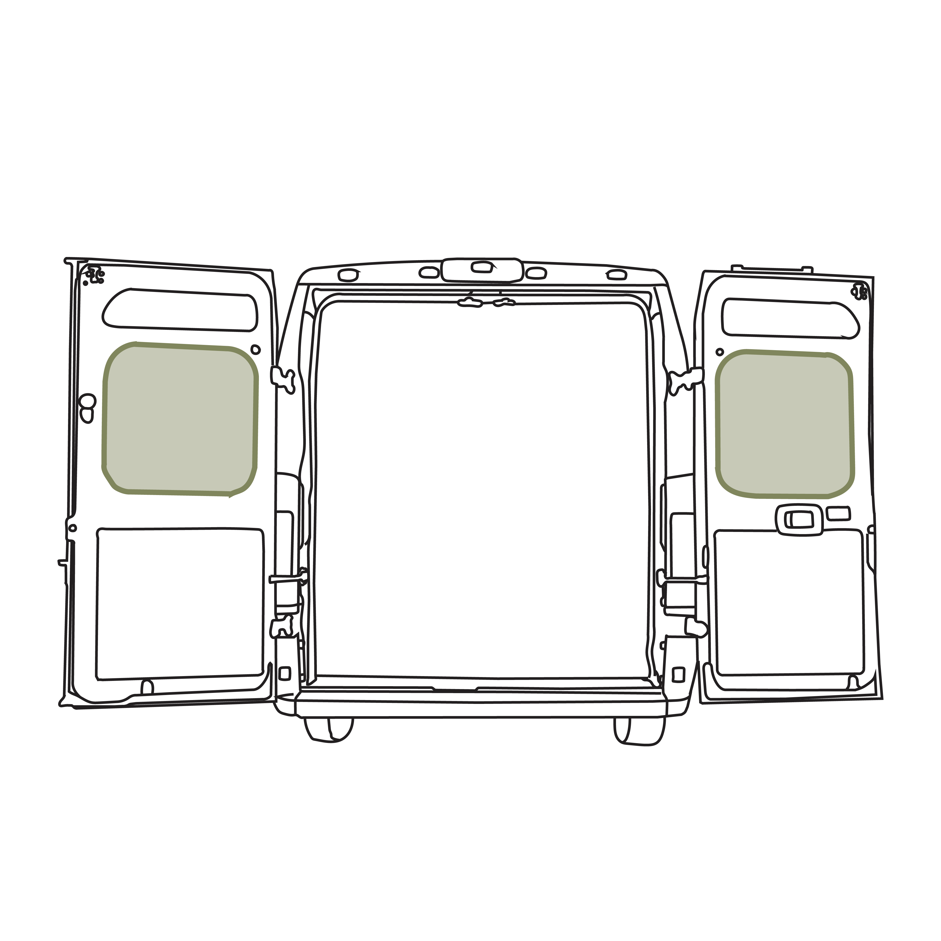 VanEssential Ram Promaster Middle Rear Door Storage Panels (Pair) - Rear-Door Organization