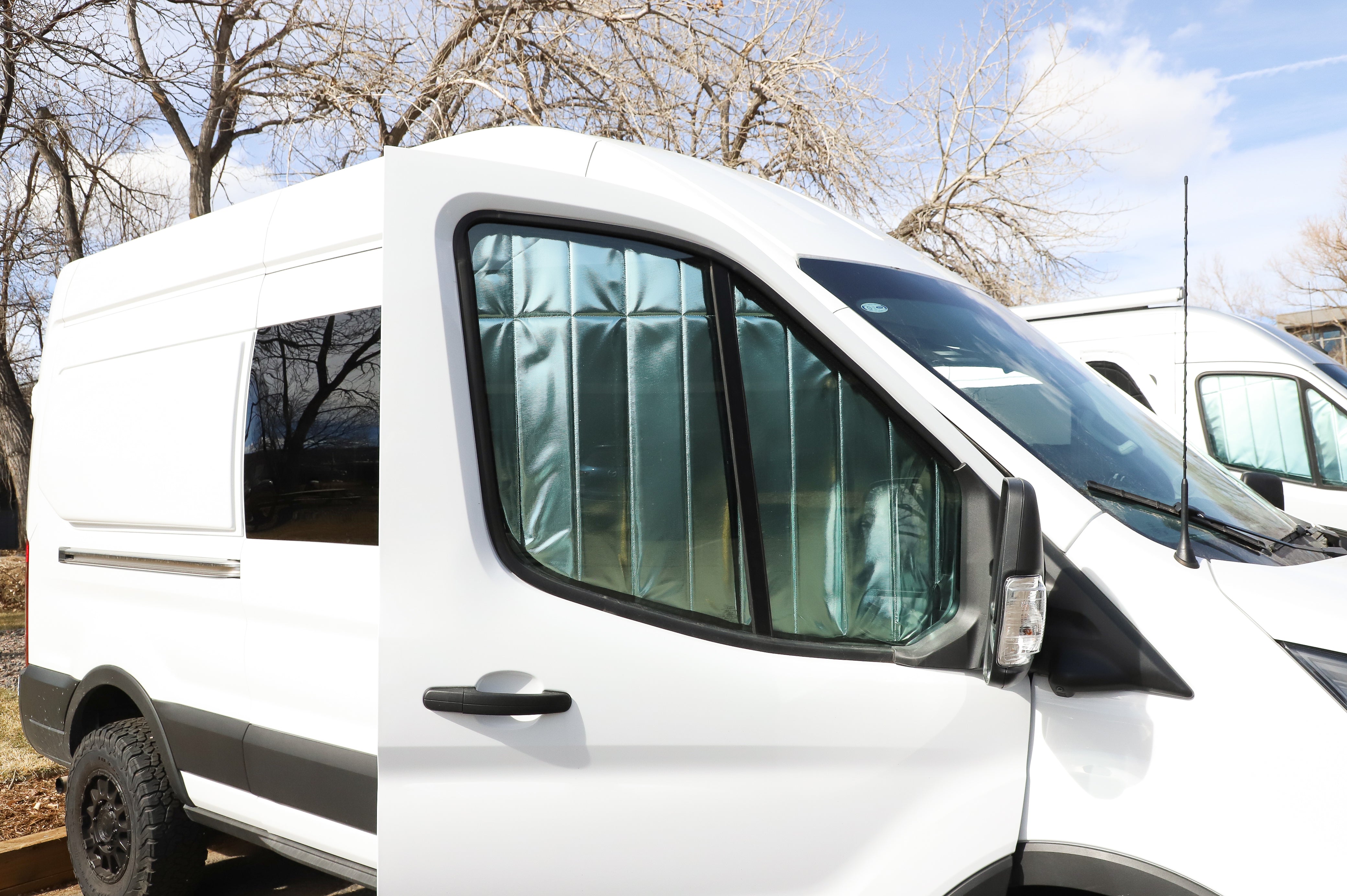 VanEssential Ford Transit Reflective Front Door Window Covers (Pair) - Thermal Privacy
