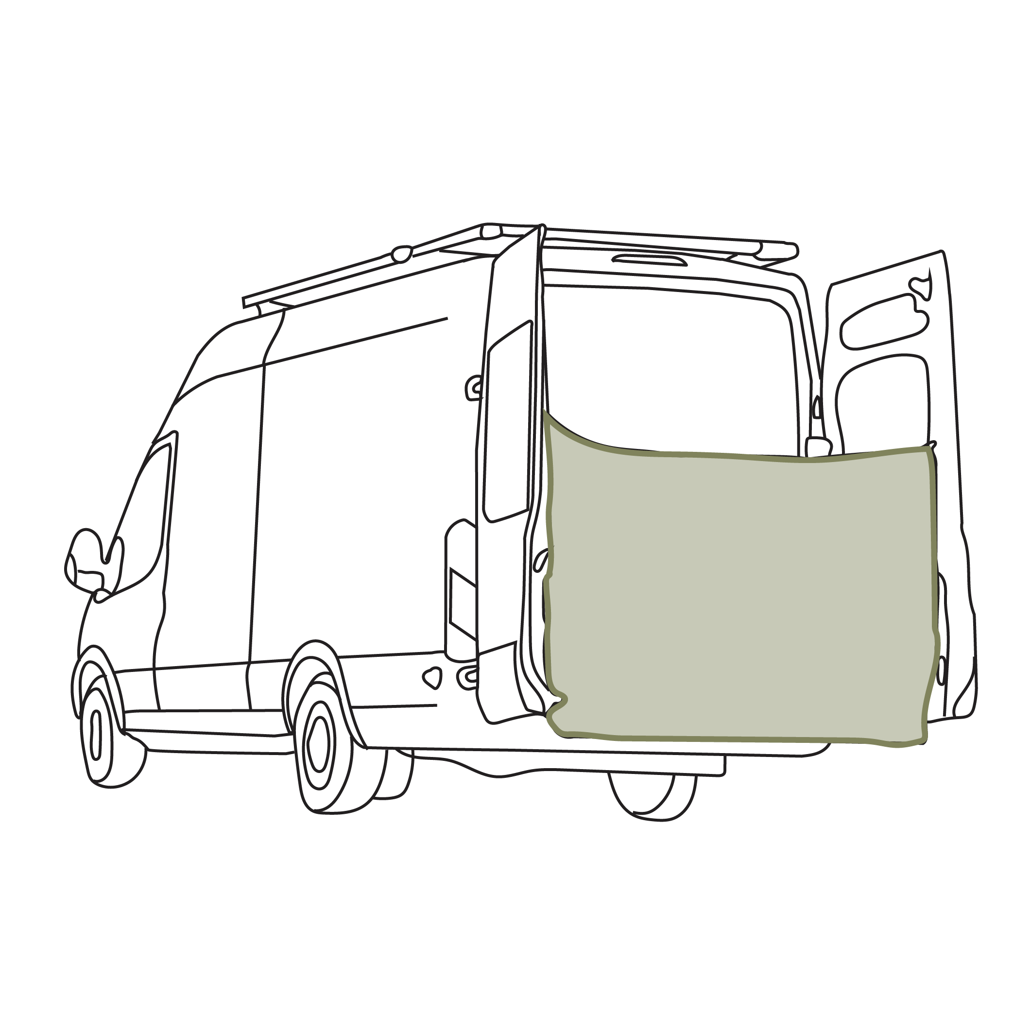 VanEssential Rear Door Shower Screen - Private Rear Shower