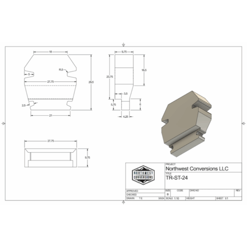 NW Conversions 24 Gallon Ford Transit Spare Tire Tank (TR-ST-24)