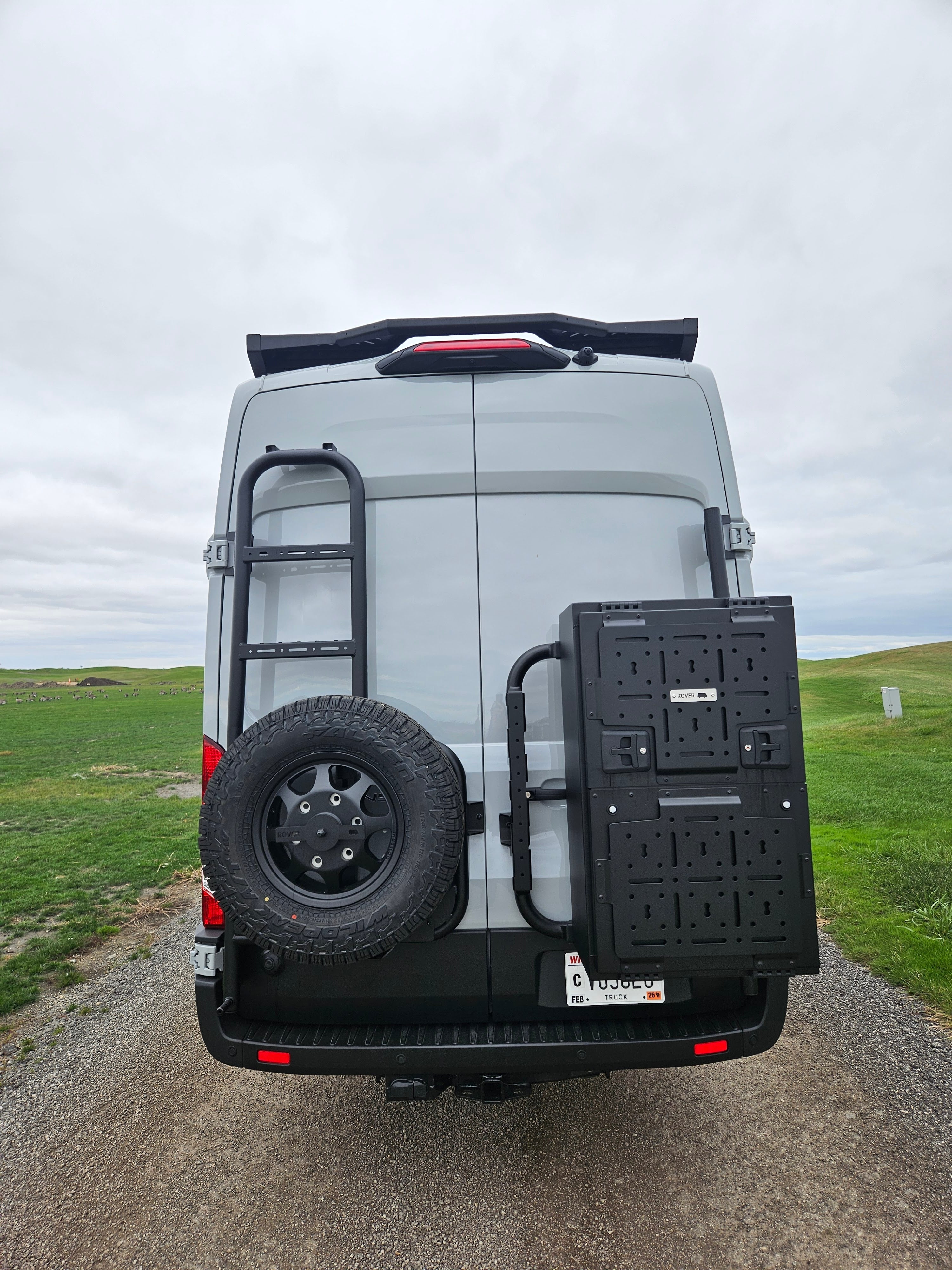 ROVER VANS REAR DOOR LADDER & TIRE CARRIER (TRANSIT 2015+) - ALUMINUM 2025 EDITION
