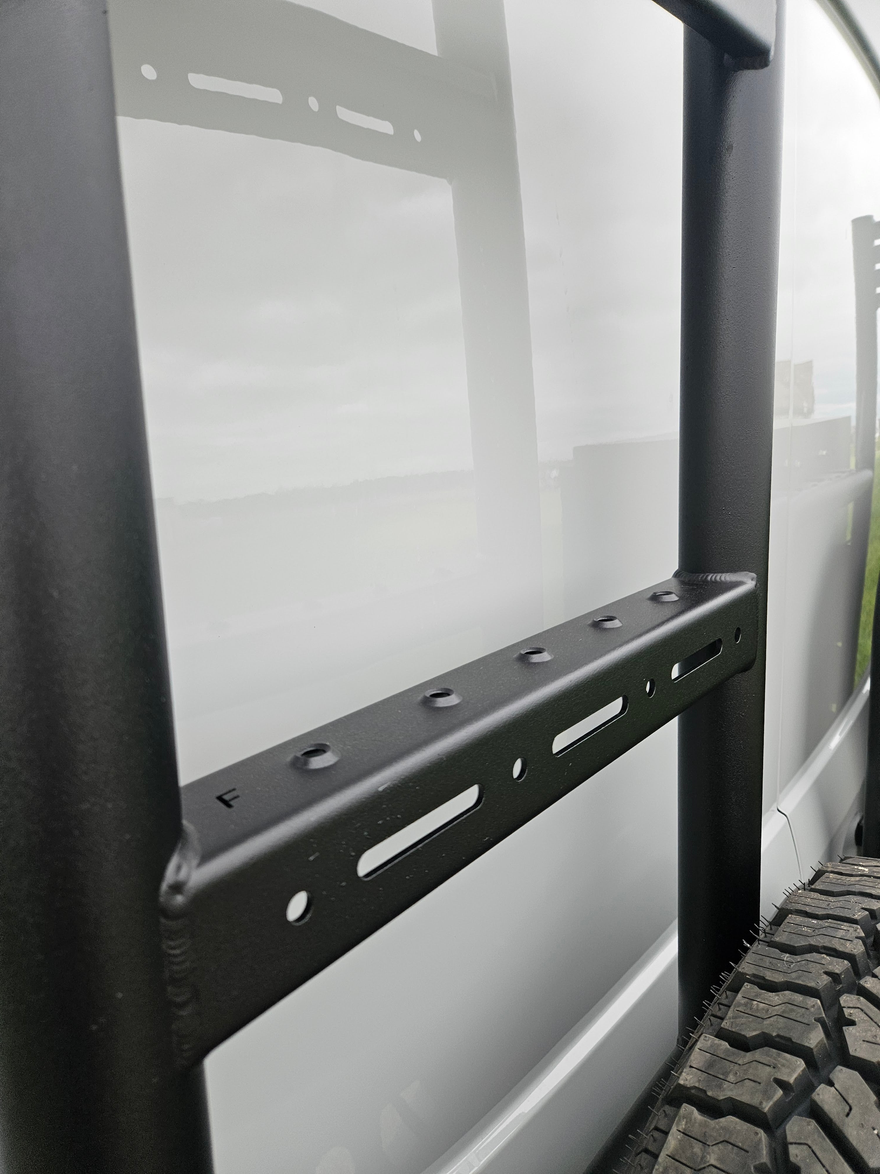 ROVER VANS REAR DOOR LADDER & TIRE CARRIER (TRANSIT 2015+) - ALUMINUM 2025 EDITION