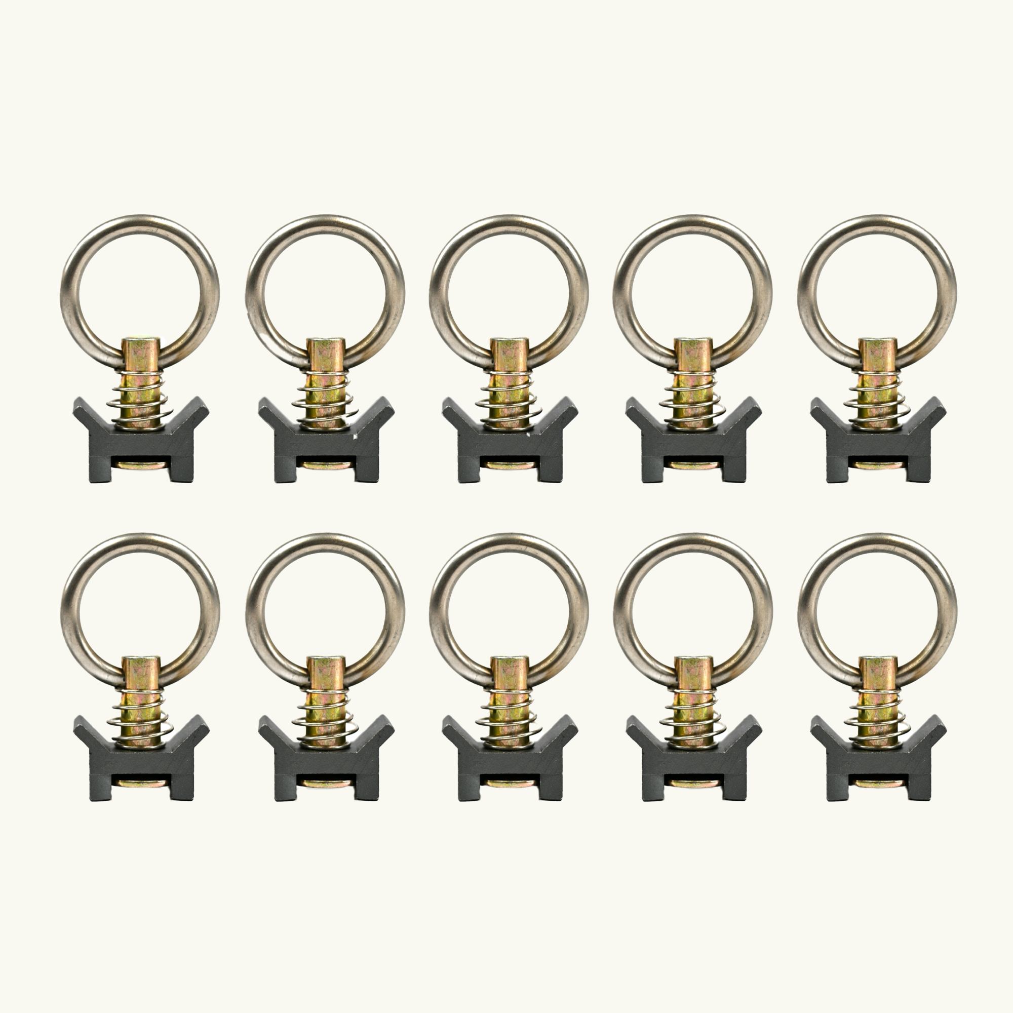 VanEssential Venture L-Track Adjustable Single Stud with Stainless Steel Ring (10 Pack) - Adjustable L-Track Hardware