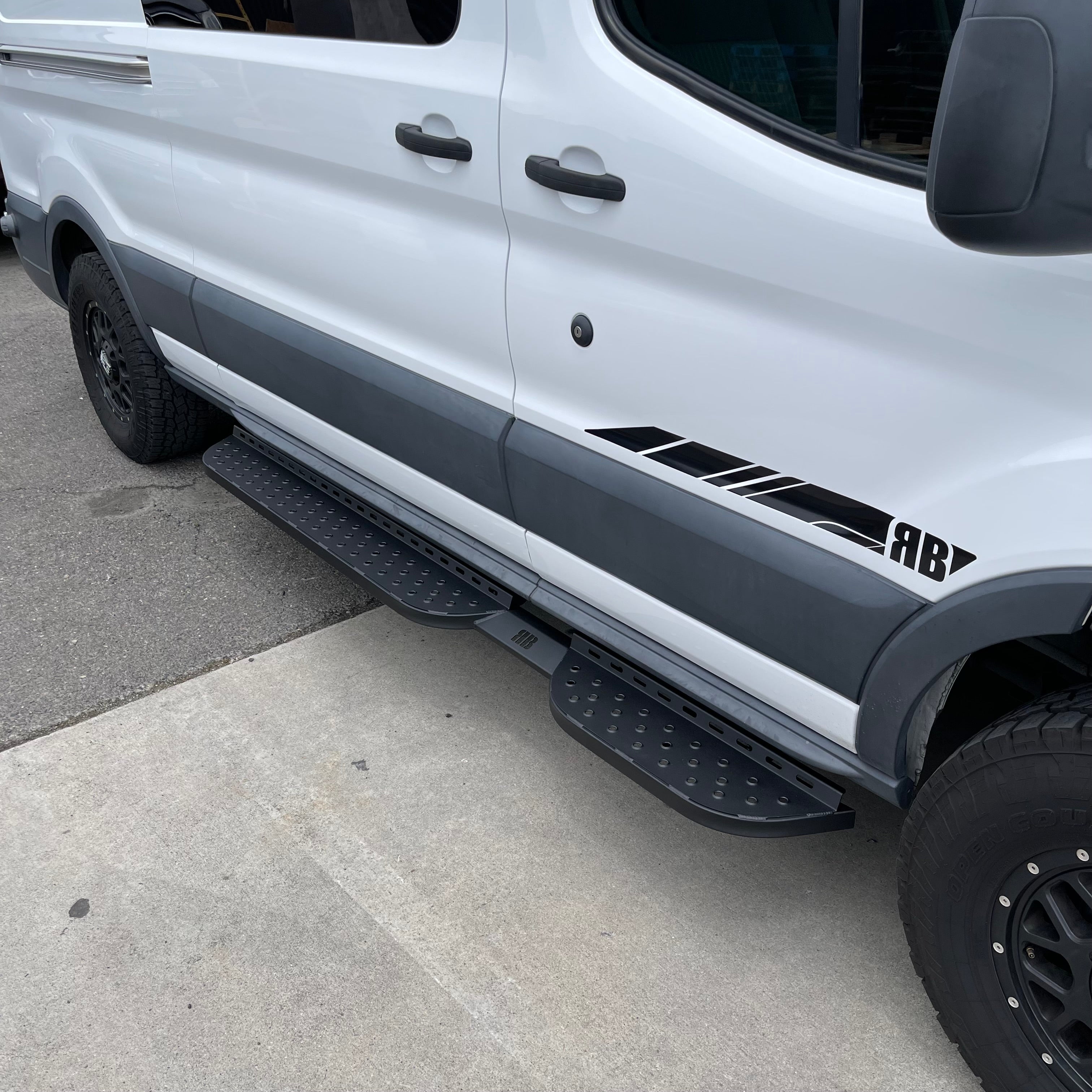 RB Components Ford Transit Side Steps - Driver Short Passenger Long