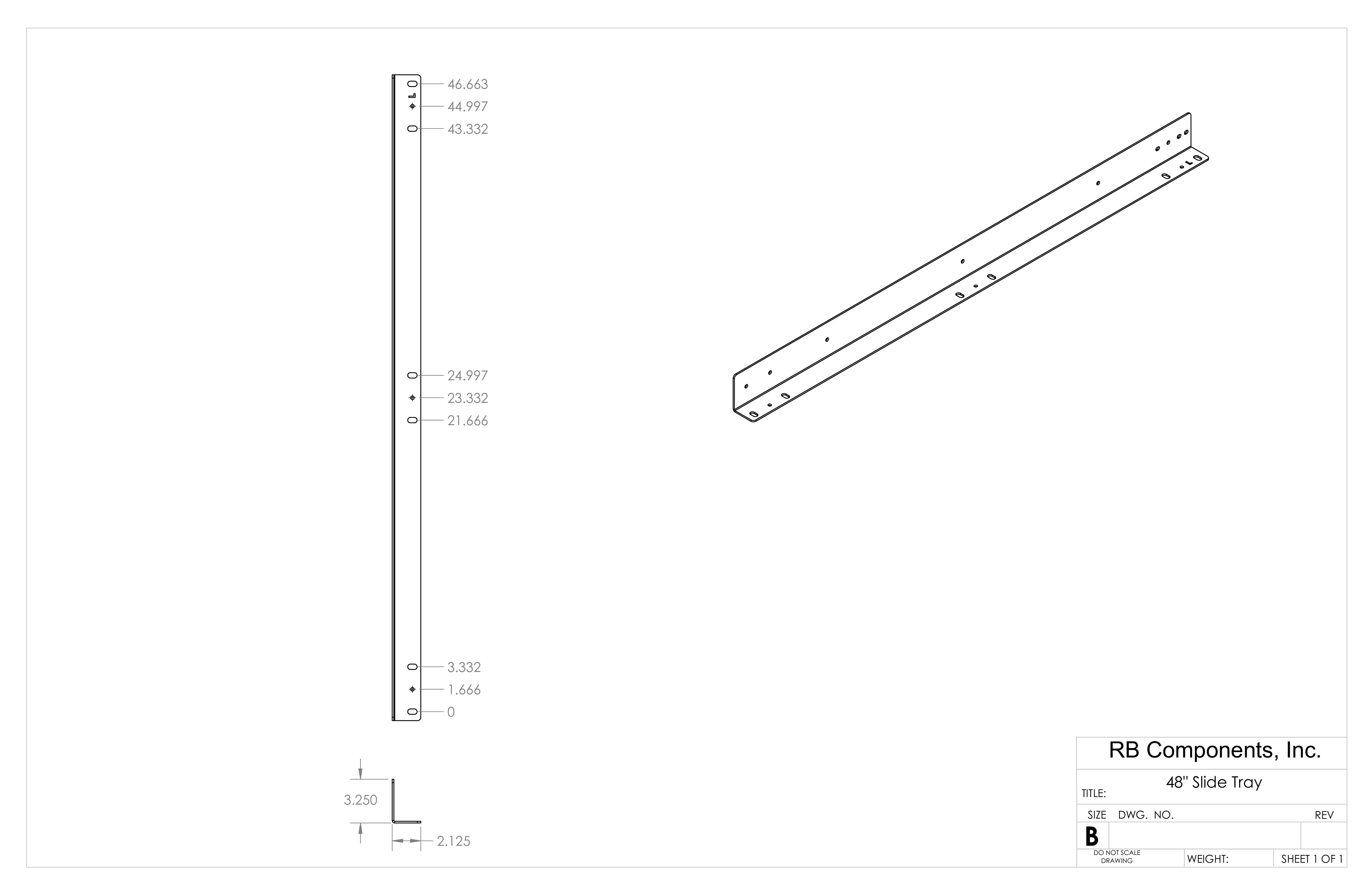 RB Components 48-Inch DIY Slide Tray Kit - Custom-Width Cargo