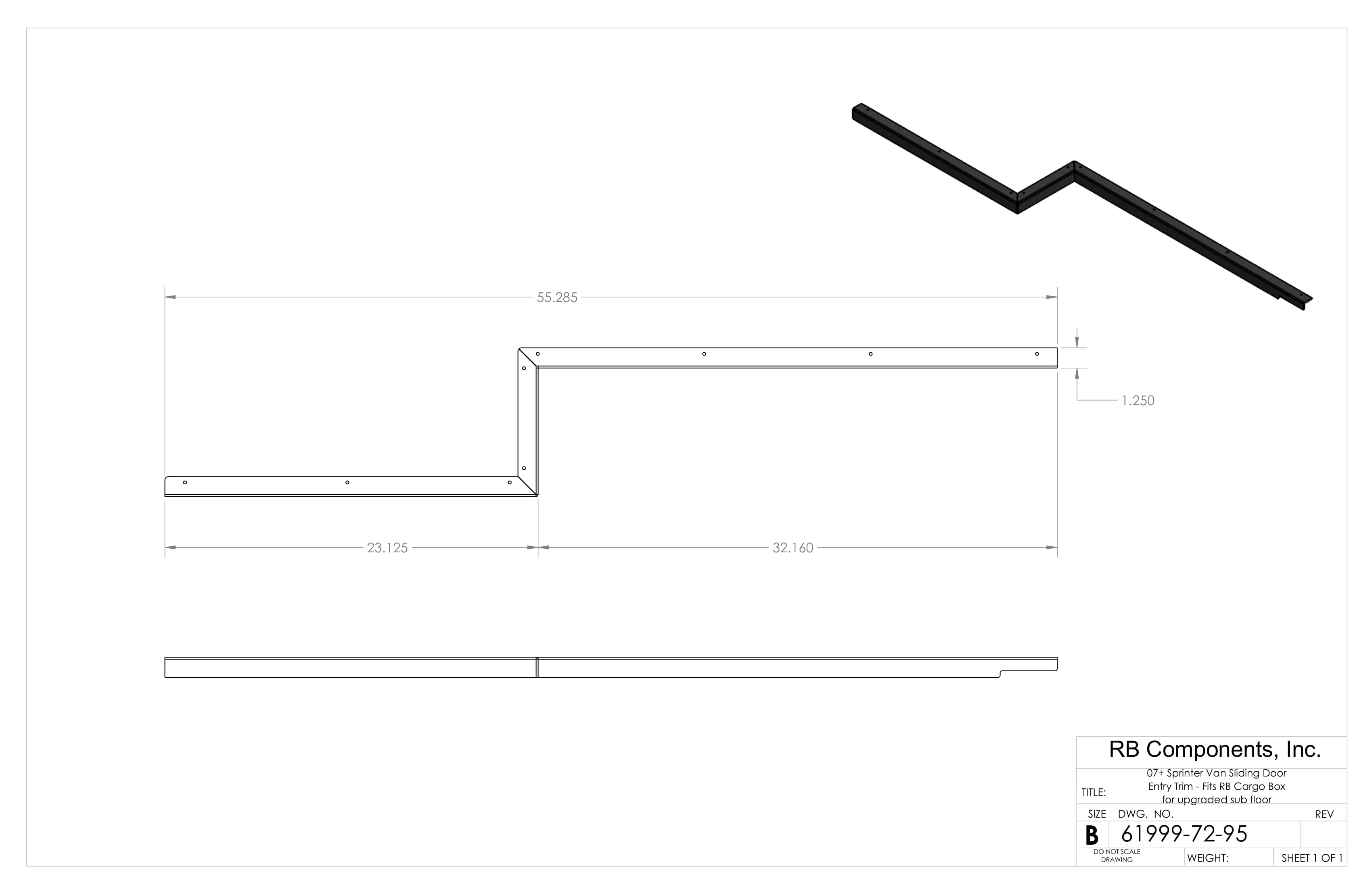RB Components Sprinter Slider Trim - RB Floor Extension
