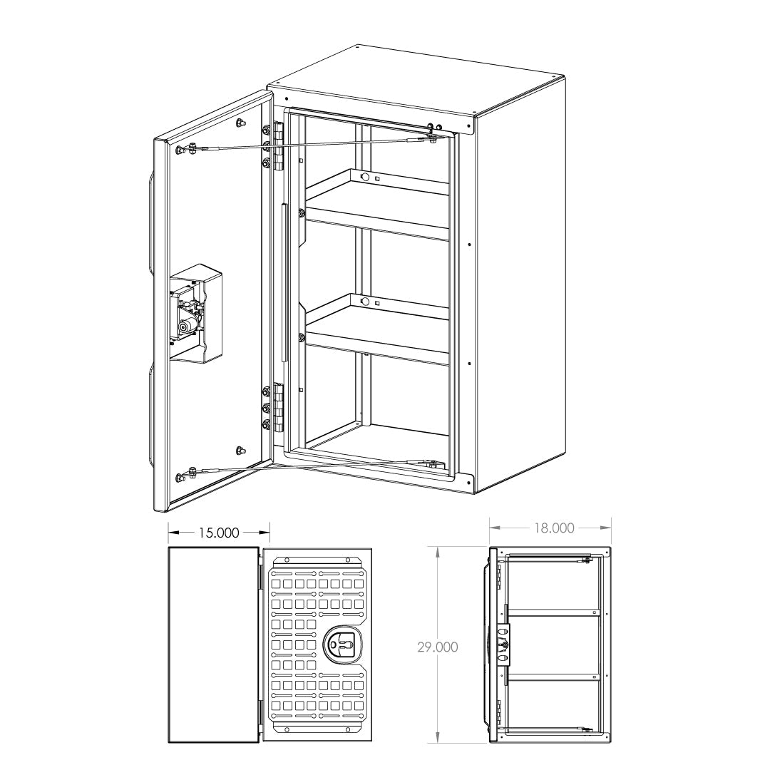 RB Components Small Vertical Rear Door Box - 4.53 Cu Ft