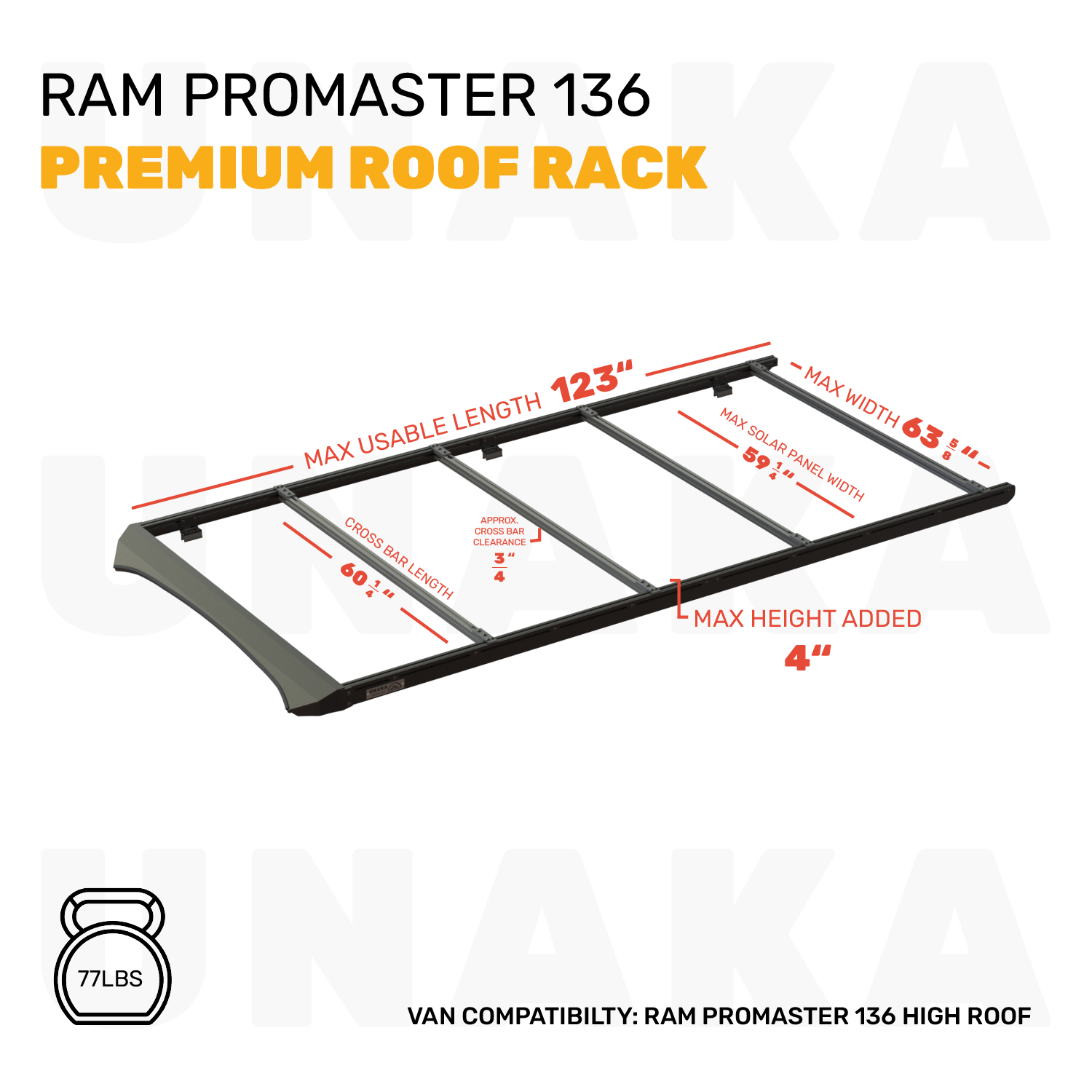 Unaka Gear Co. Ram ProMaster Roof Rack - Premium - 136" High Roof - Modular Roof Rack System
