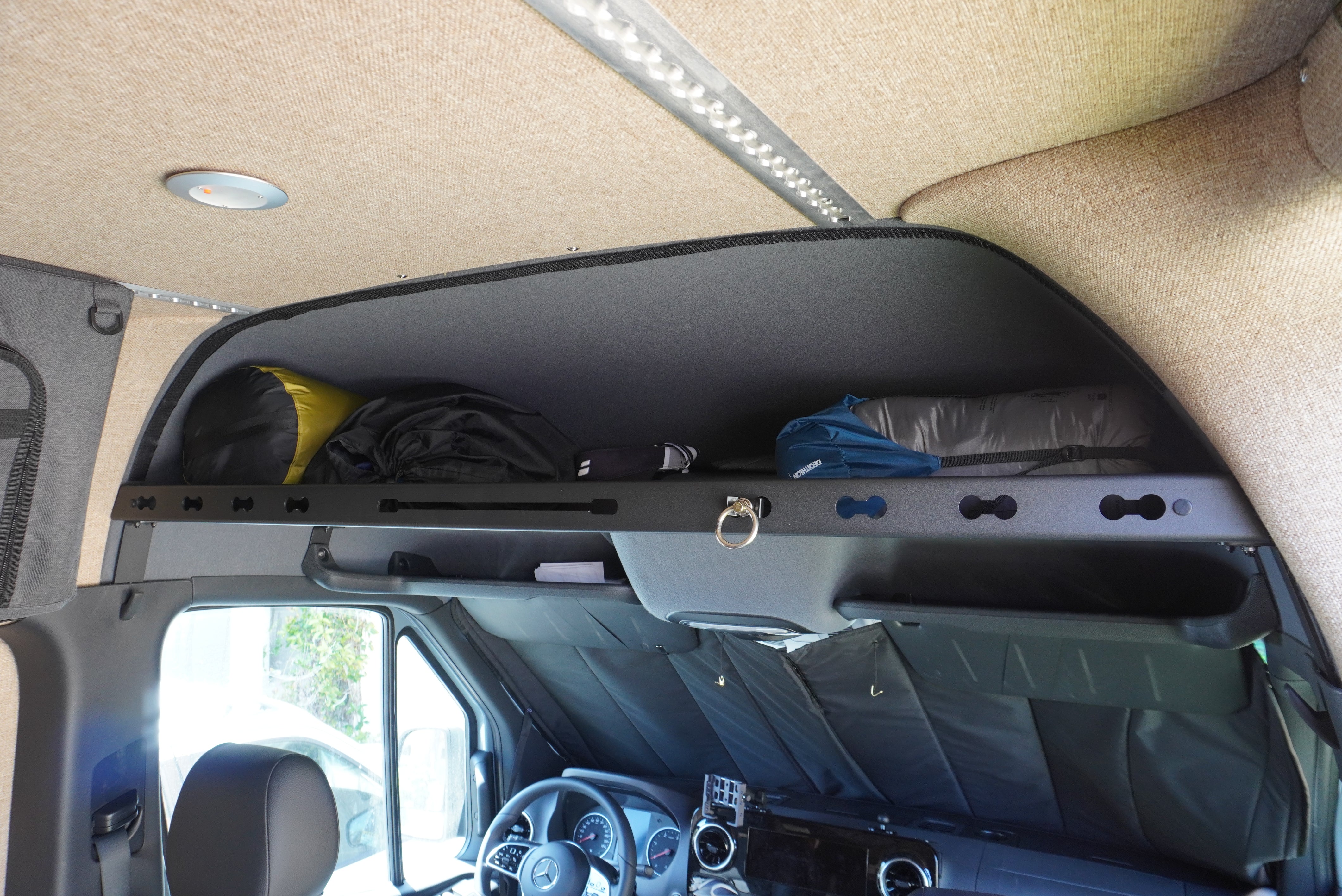 WHITE TOP ADVENTURES® SPRINTER L-TRACK HEADLINER OVERHEAD STORAGE SHELF (2019+)