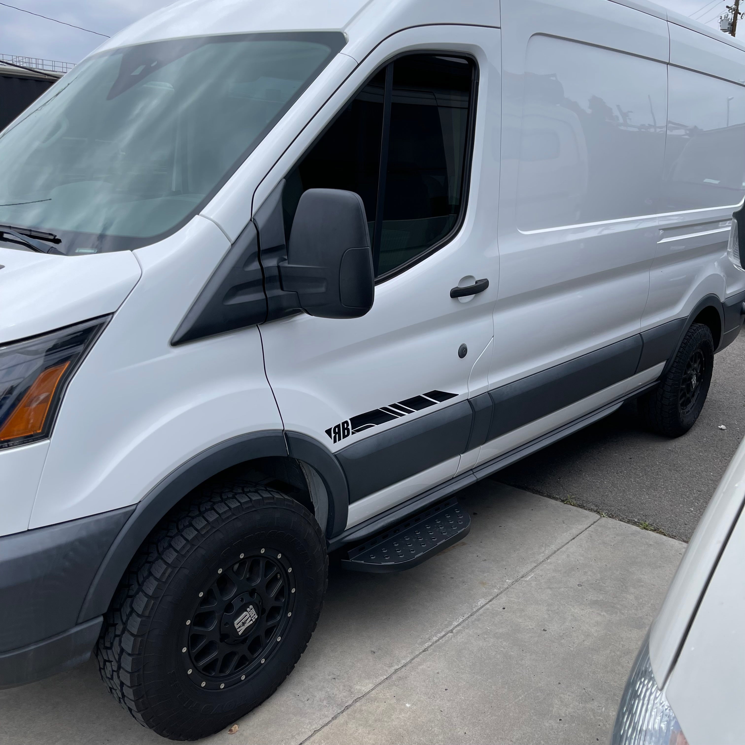 RB Components Ford Transit Side Steps - Driver Short Passenger Long