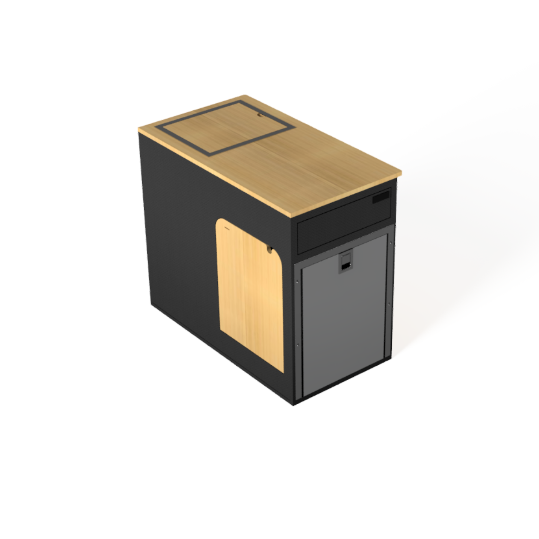 UNAKA GEAR CO. PASSENGER-SIDE KITCHEN GALLEY WITH FLIP-DOWN TABLE
