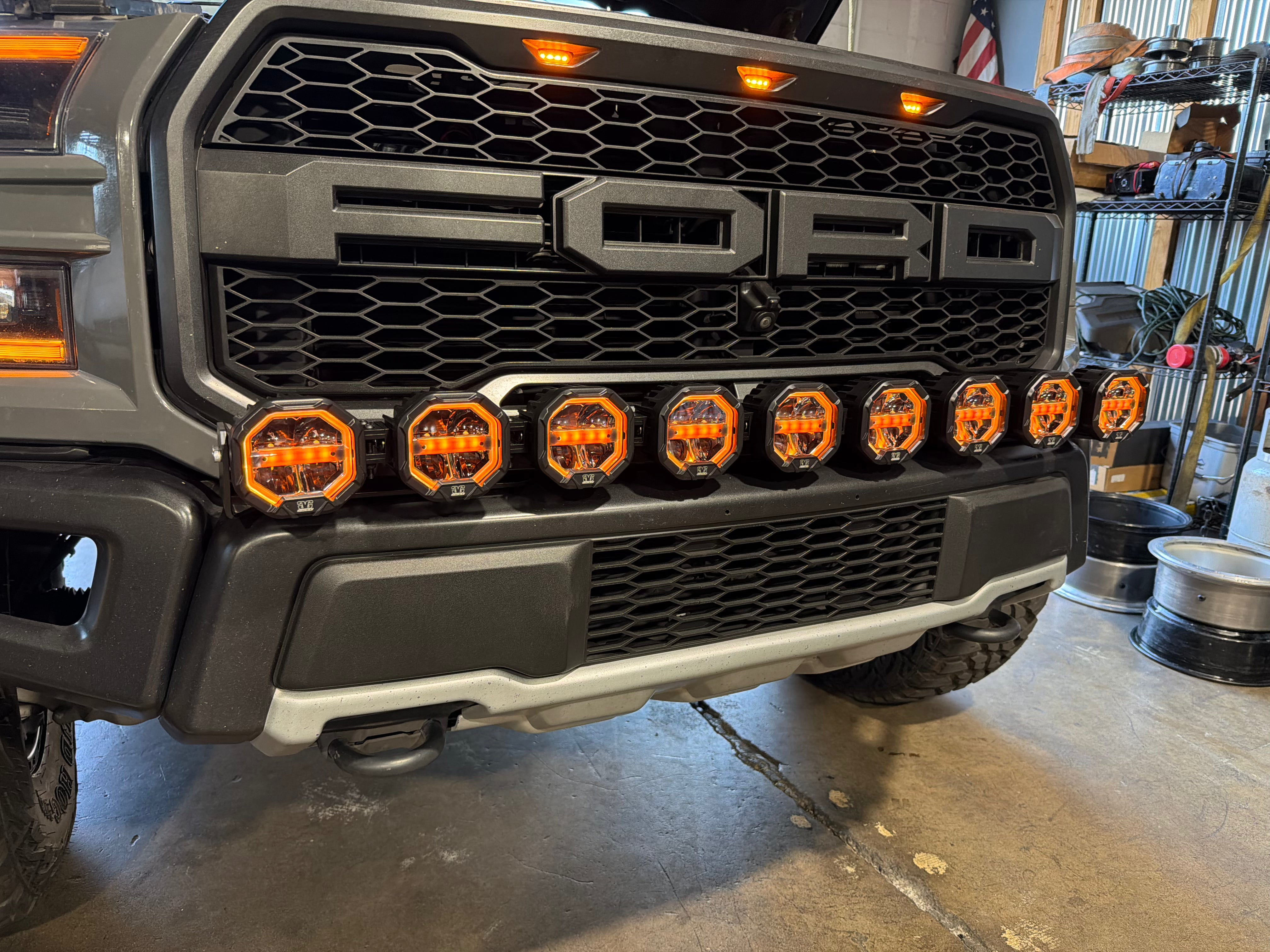 GGLighting 9 Light U-Con Interlocking Off Road LED Pod With Amber or White DRL Running Light - 9-Pod Modular Light System