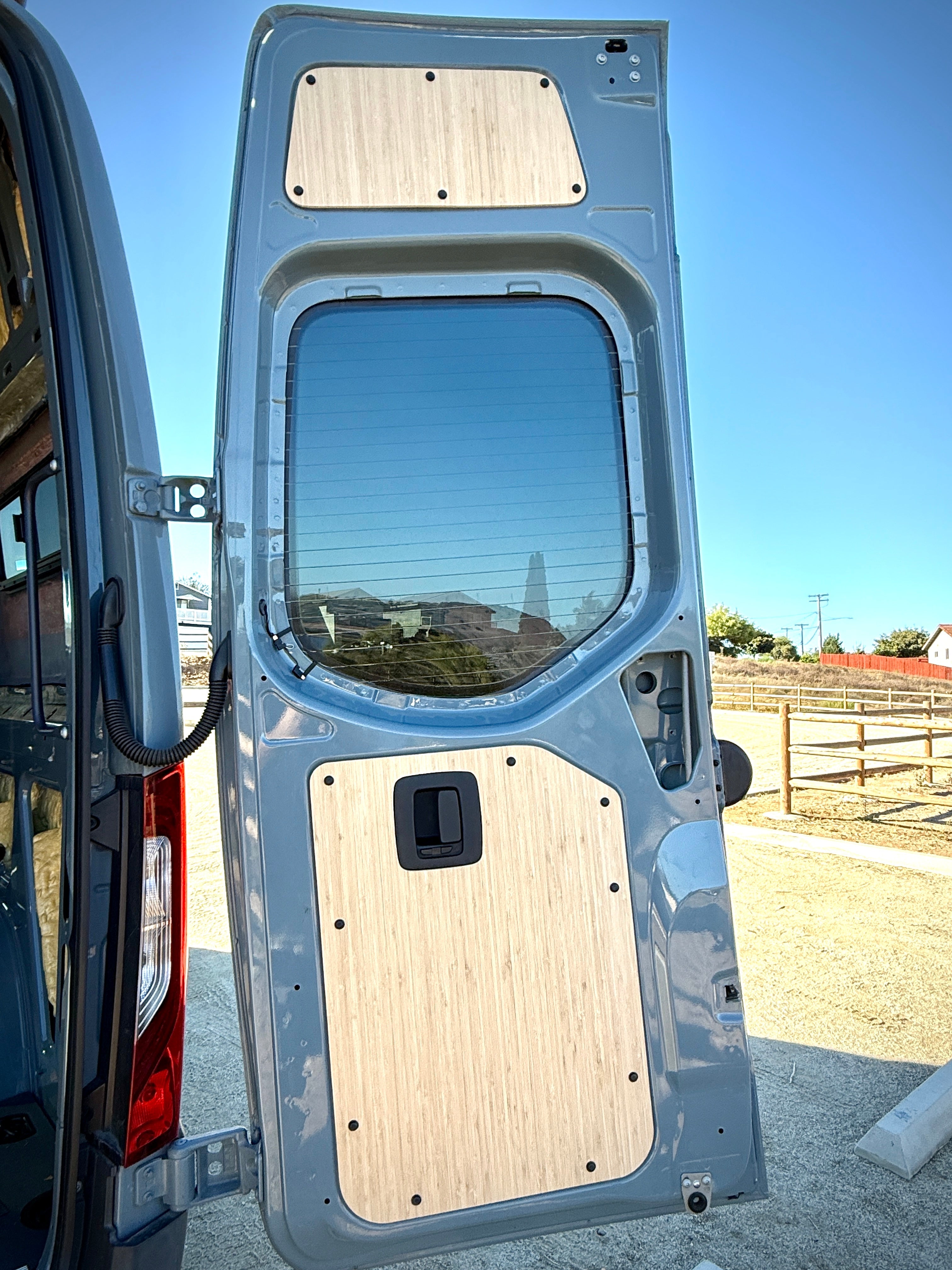 Sandy Vans Sprinter Lower Rear Door Panels (Amber Bamboo)