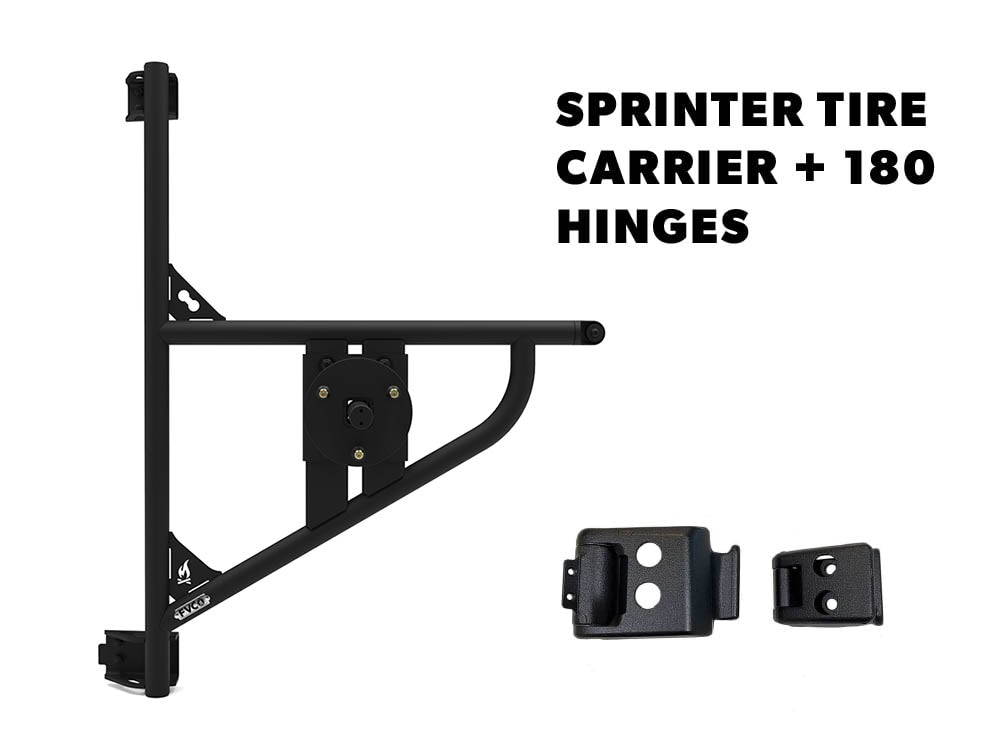 Flatline Van Co. Mercedes Sprinter Sprinter Van Rear Tire Carrier + 180 Hinges - Rear Door Utility
