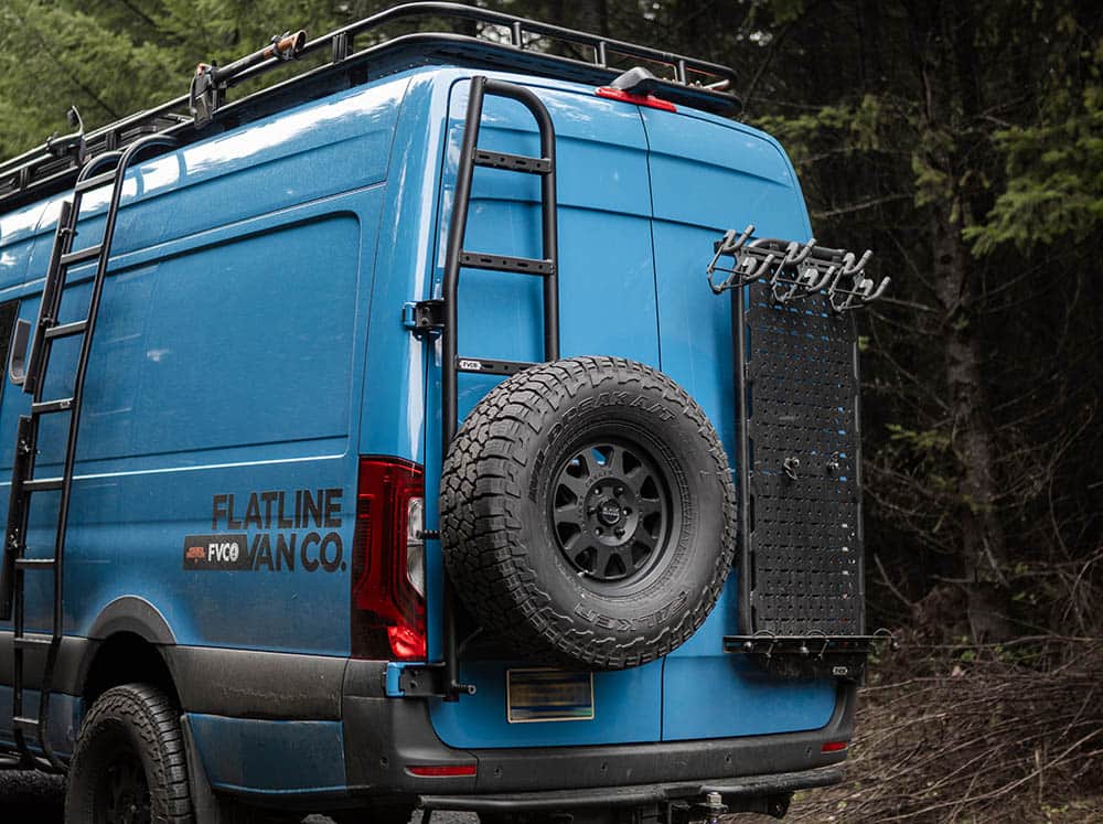 Flatline Van Co. Mercedes Sprinter Sprinter Van Rear Ladder + Tire Carrier - Rear Door Utility