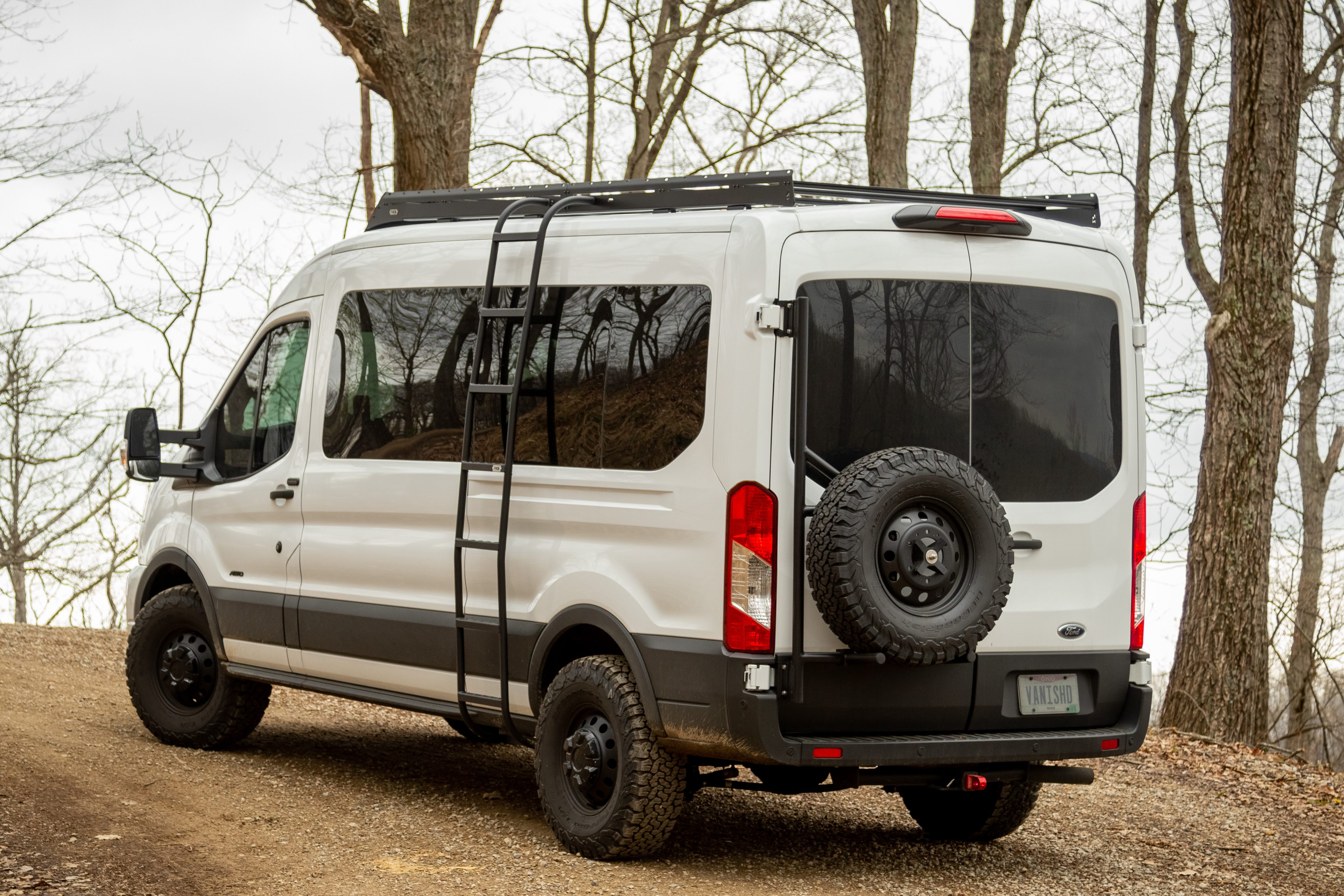 Flatline Van Co. Ford Transit Transit Van Side Ladder , Mid Roof - Exterior Access