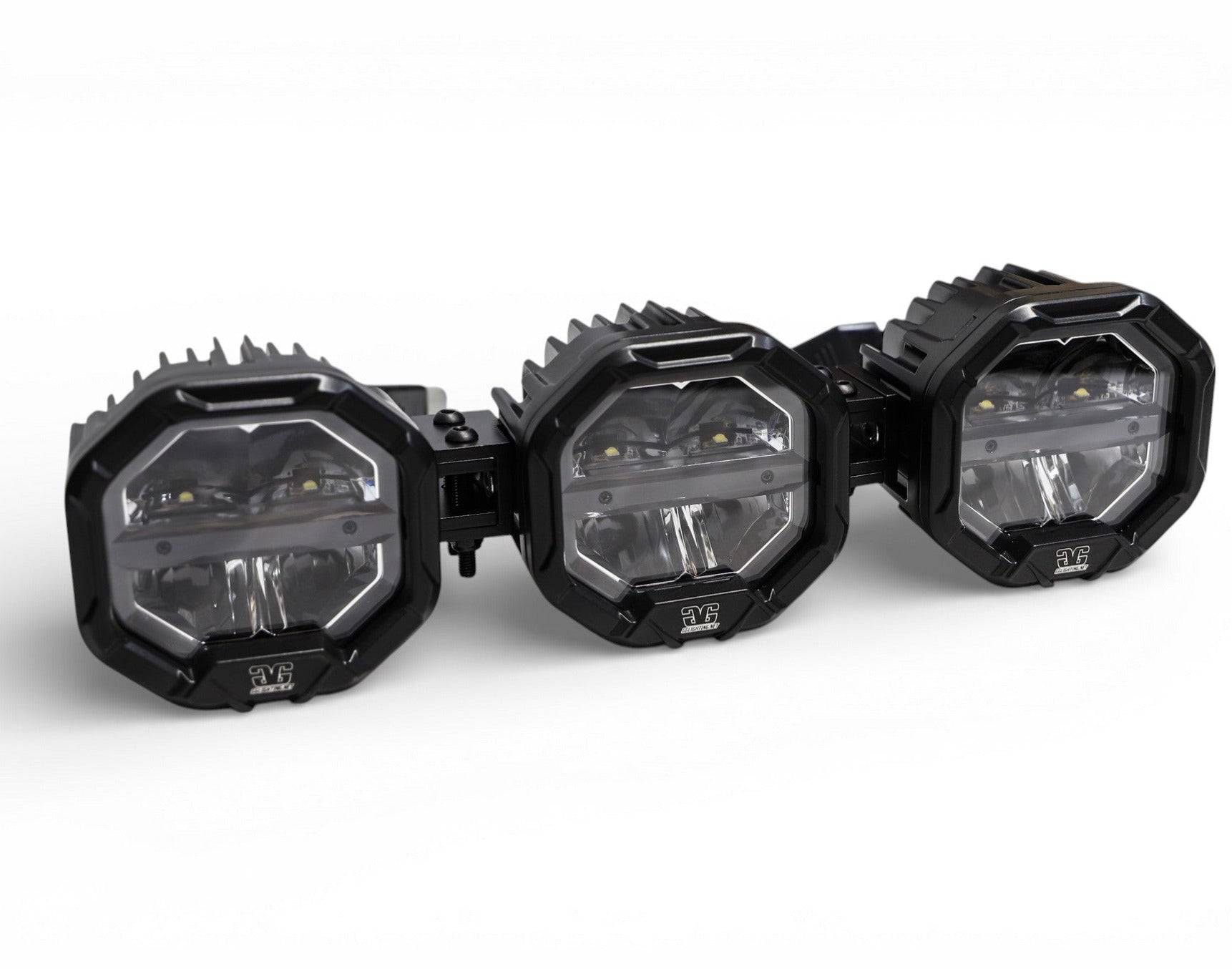 GGLighting 3 Light U-Con Interlocking Off Road LED Pod With Amber or White DRL Running Light - 3-Pod Modular Light System