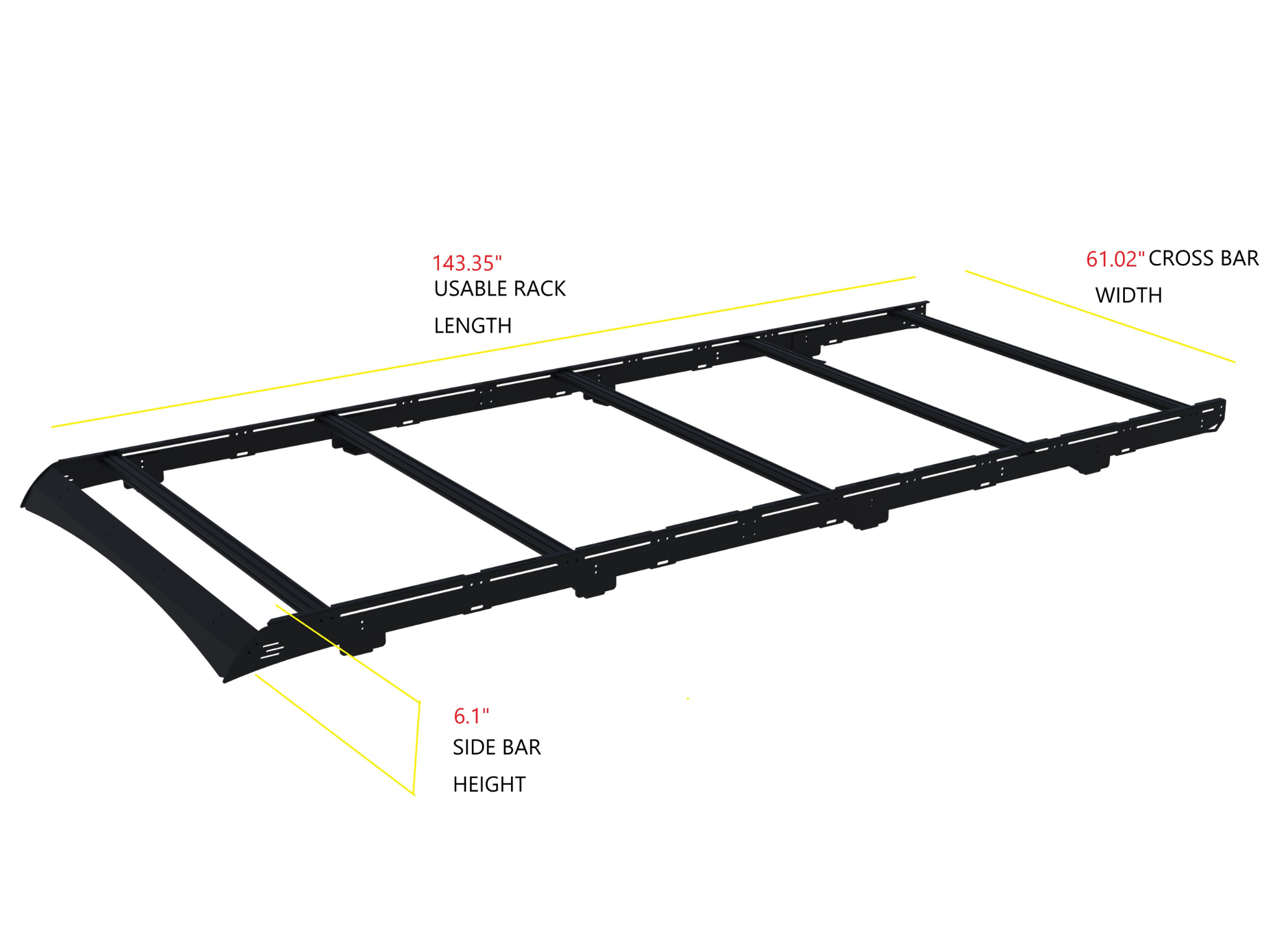White Top Adventures Transit 148" EXT High Roof Strata Roof Rack