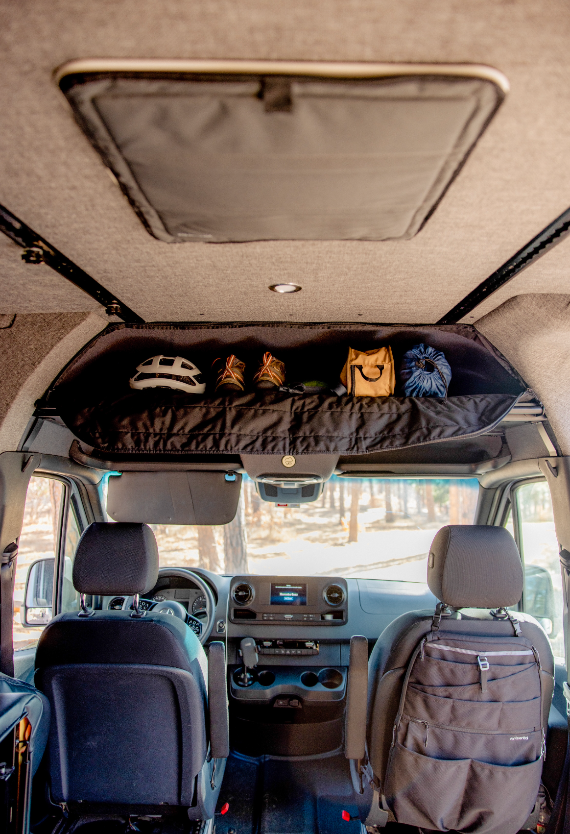VanEssential Mercedes Sprinter Headliner Shelf Cover - Secure Overhead Storage