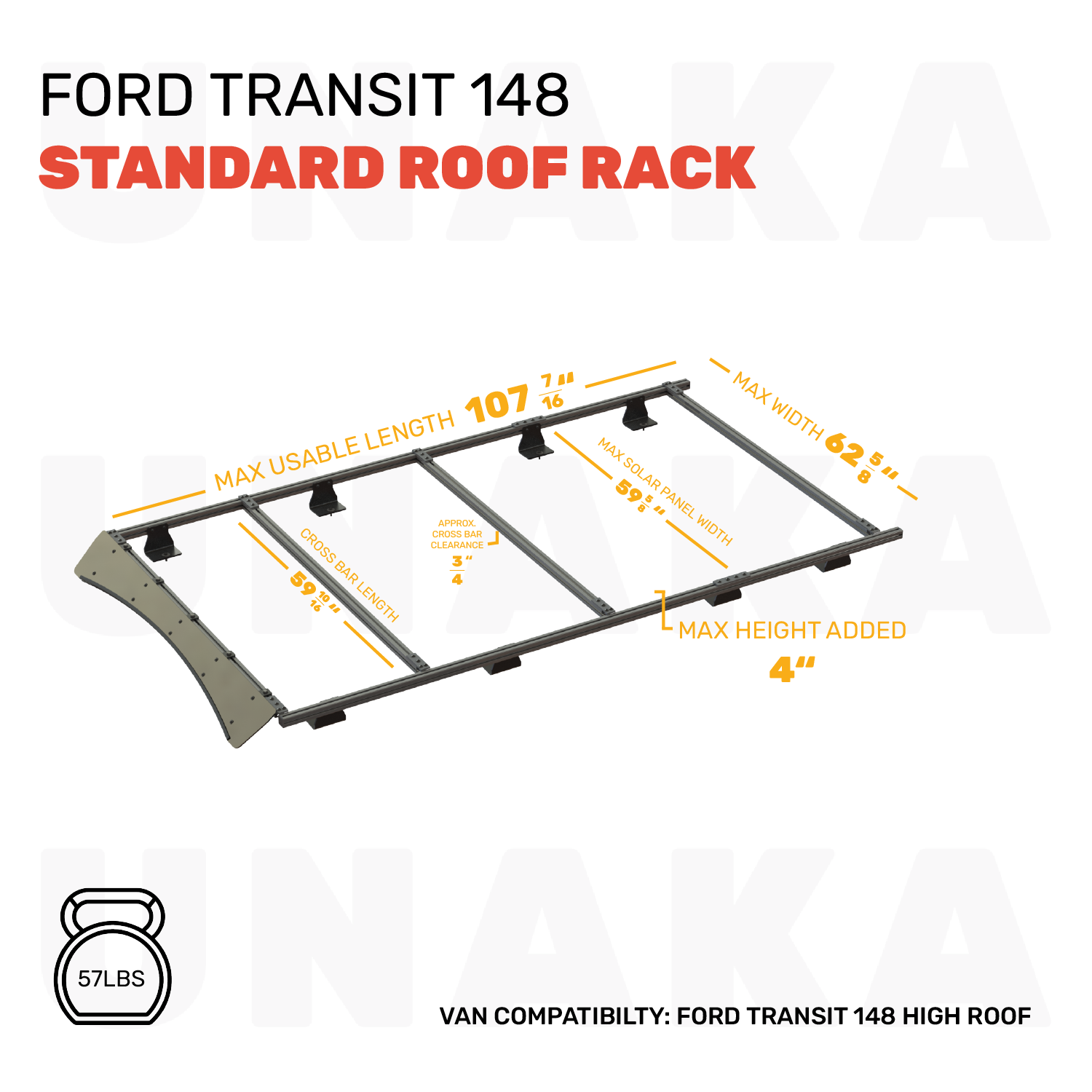 Unaka Gear Co. Ford Transit Roof Rack - Standard - 148" High Roof - Modular Roof Rack System