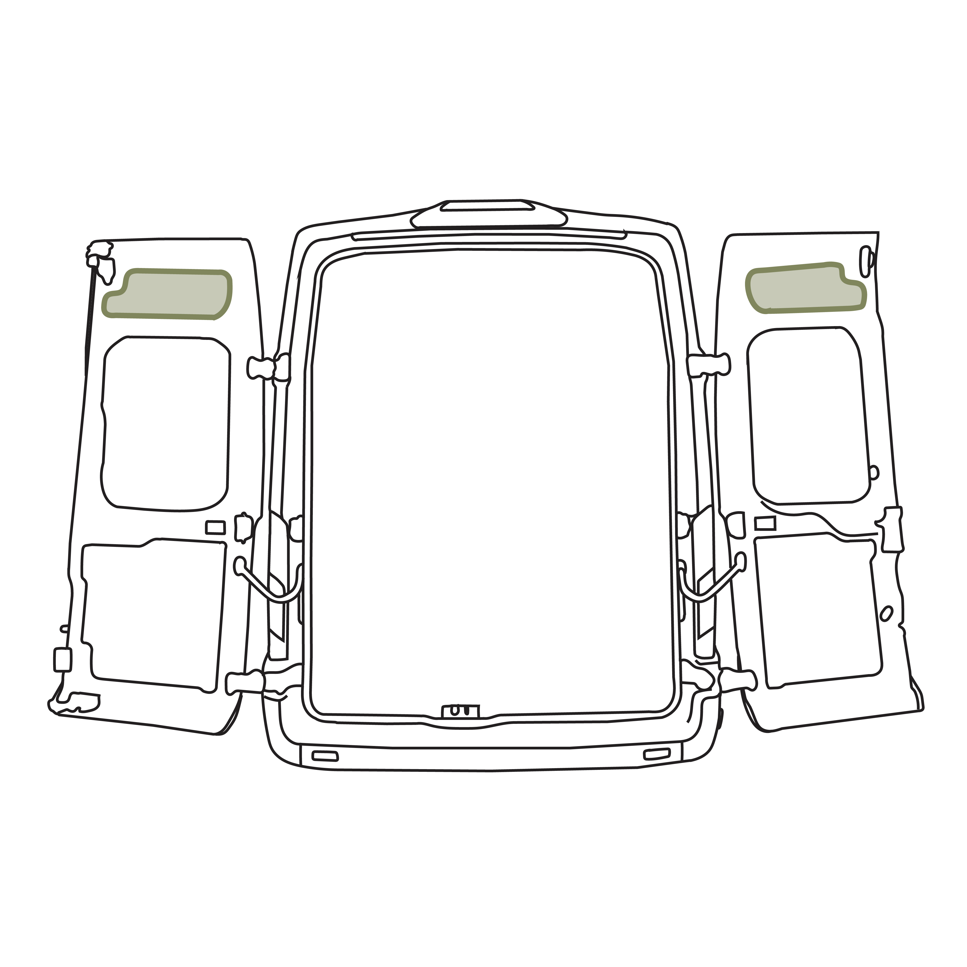 VanEssential Ford Transit Upper Rear Door Storage Panels (Pair) - Rear-Door Organization