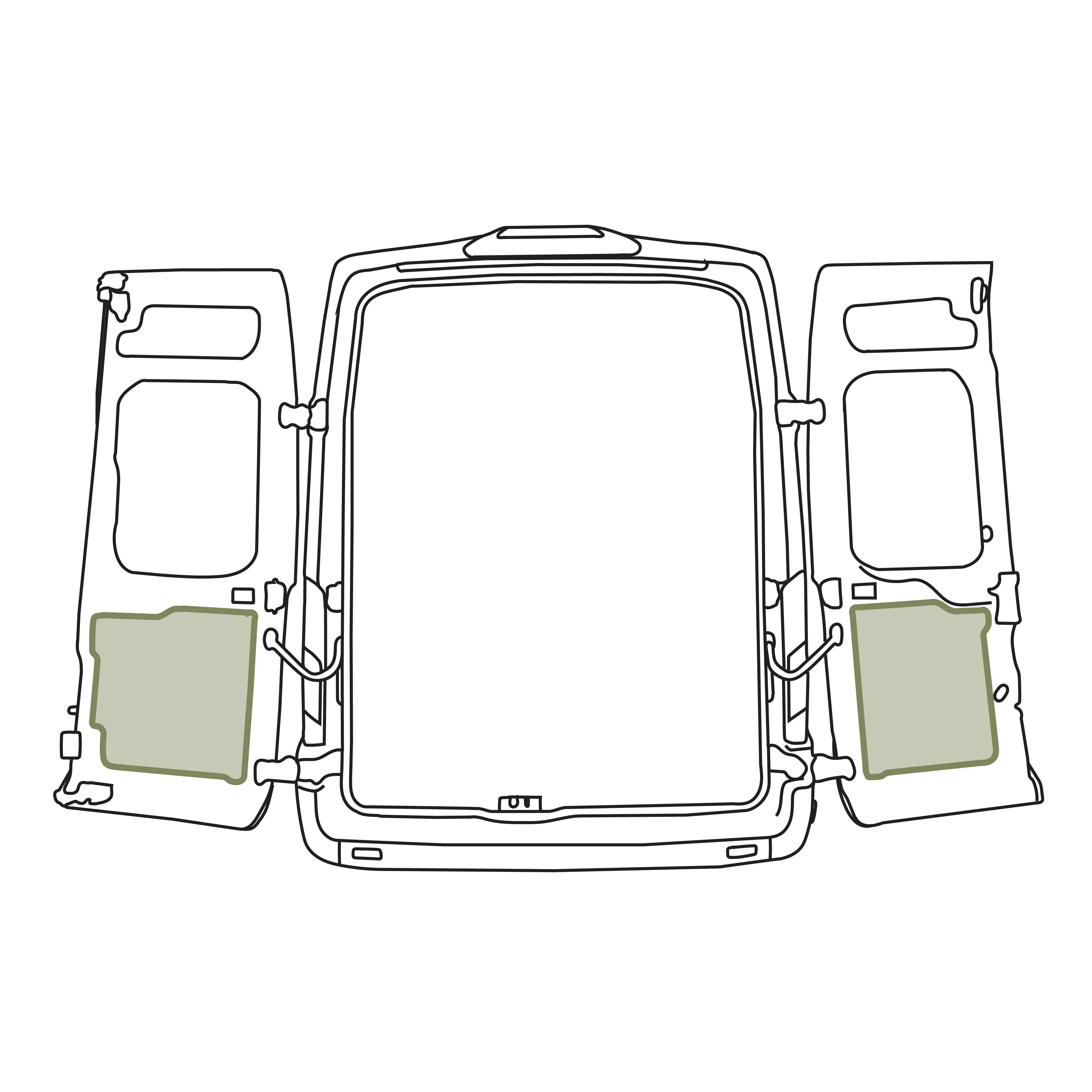 VanEssential Ford Transit Lower Rear Door Storage Panels (Pair) - Rear-Door Organization