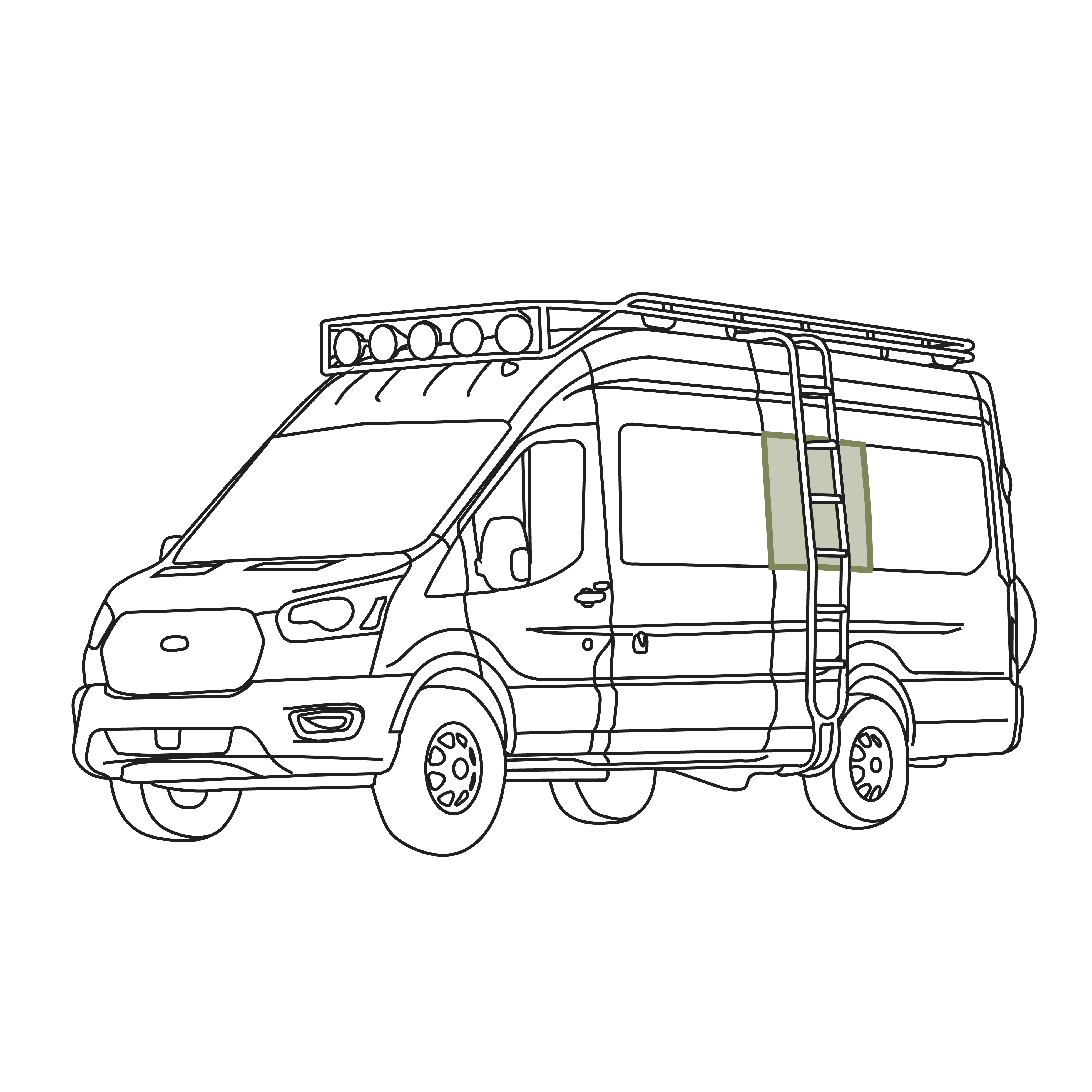 VanEssential Ford Transit Stealth Middle Window Cover (Factory Plastic Trim) - Thermal Privacy