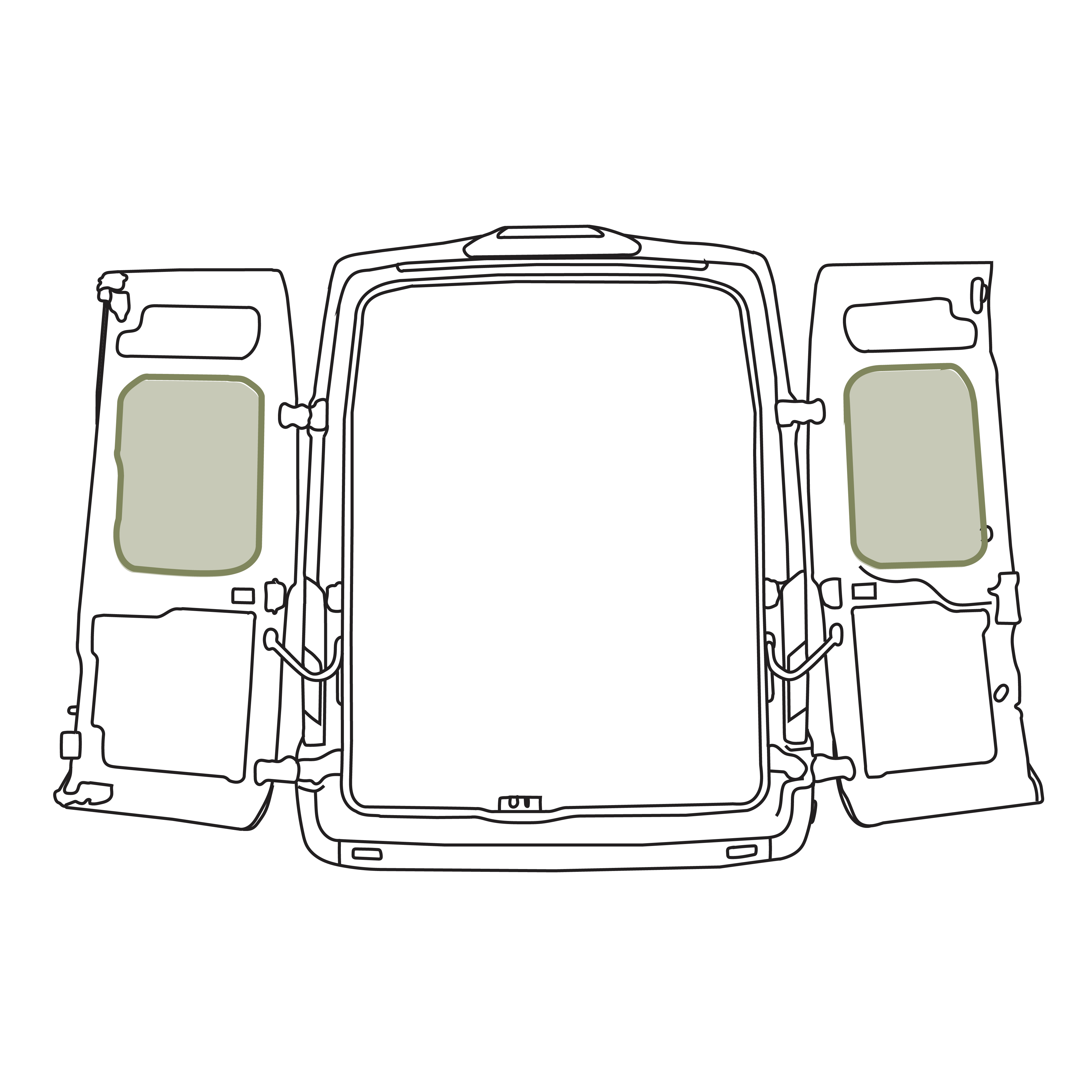 VanEssential Ford Transit Middle Rear Door Storage Panels (Pair) - Rear-Door Organization