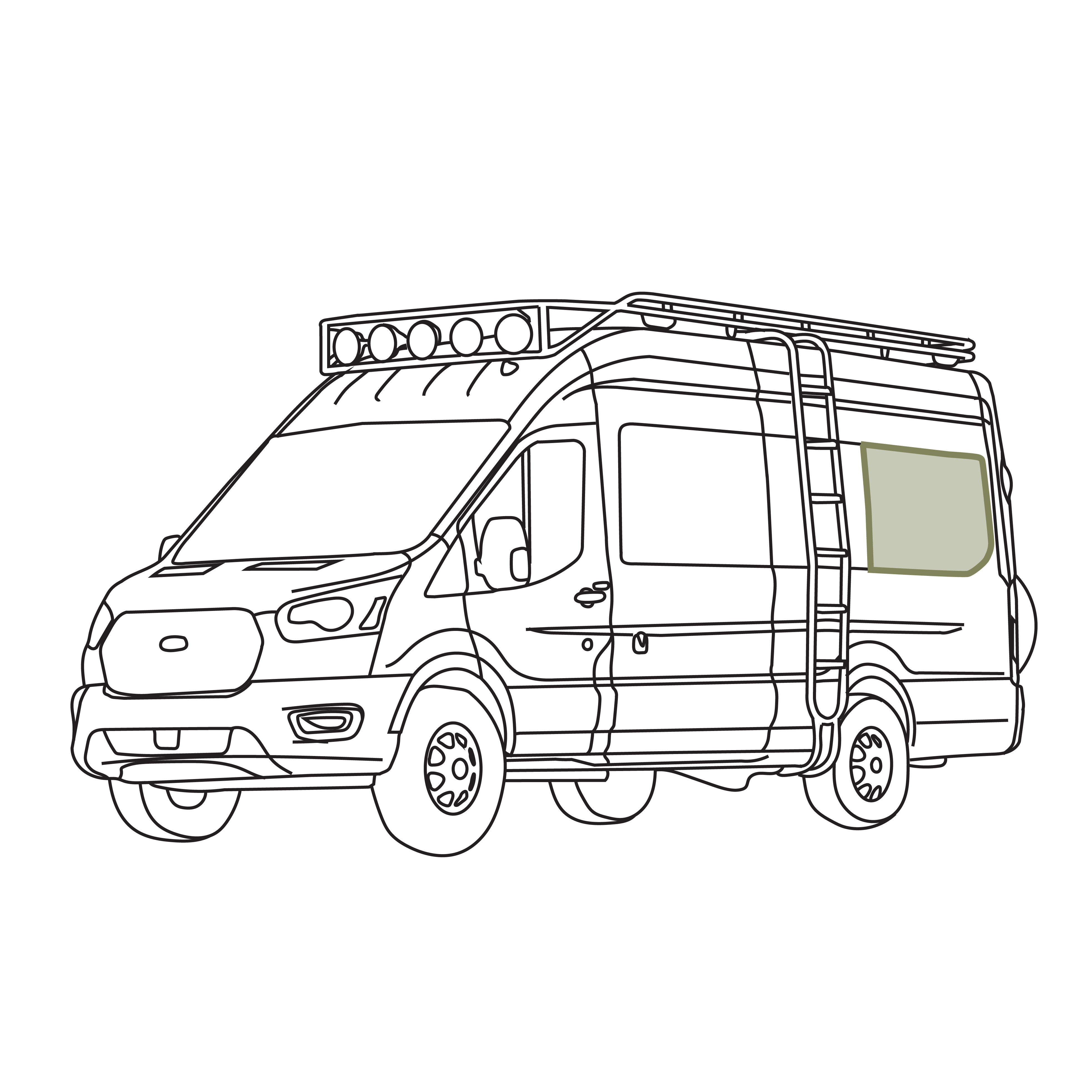 VanEssential Ford Transit Stealth Rear Qtr Window Cover (Factory Plastic Trim) - Thermal Privacy