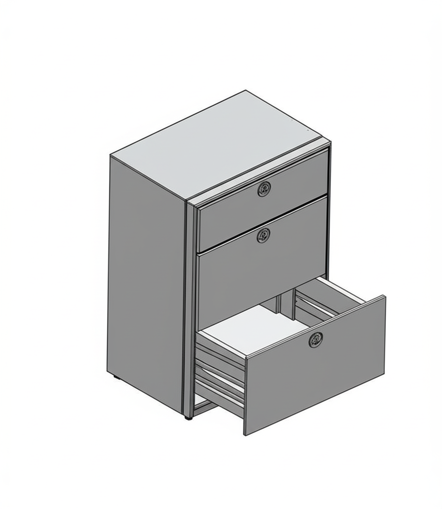 28" Three Drawer Base Cabinet - Shallow
