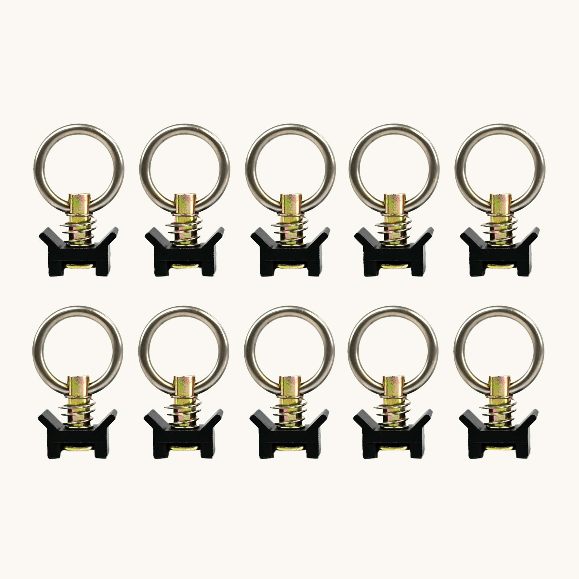 VanEssential Venture L-Track Adjustable Single Stud with Stainless Steel Ring (10 Pack) - Adjustable L-Track Hardware