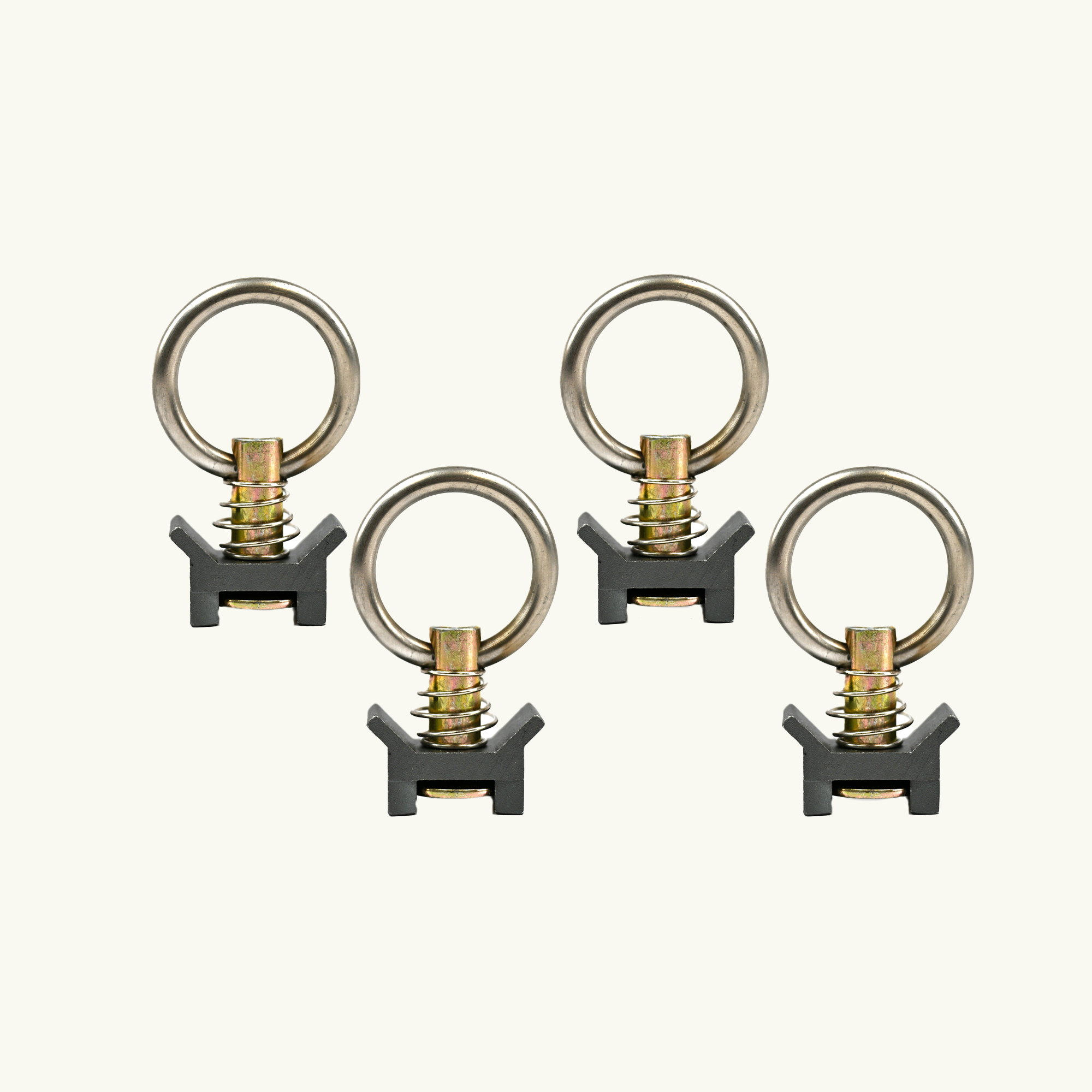 VanEssential Venture L-Track Adjustable Single Stud with Stainless Steel Ring (4 Pack) - Adjustable L-Track Hardware