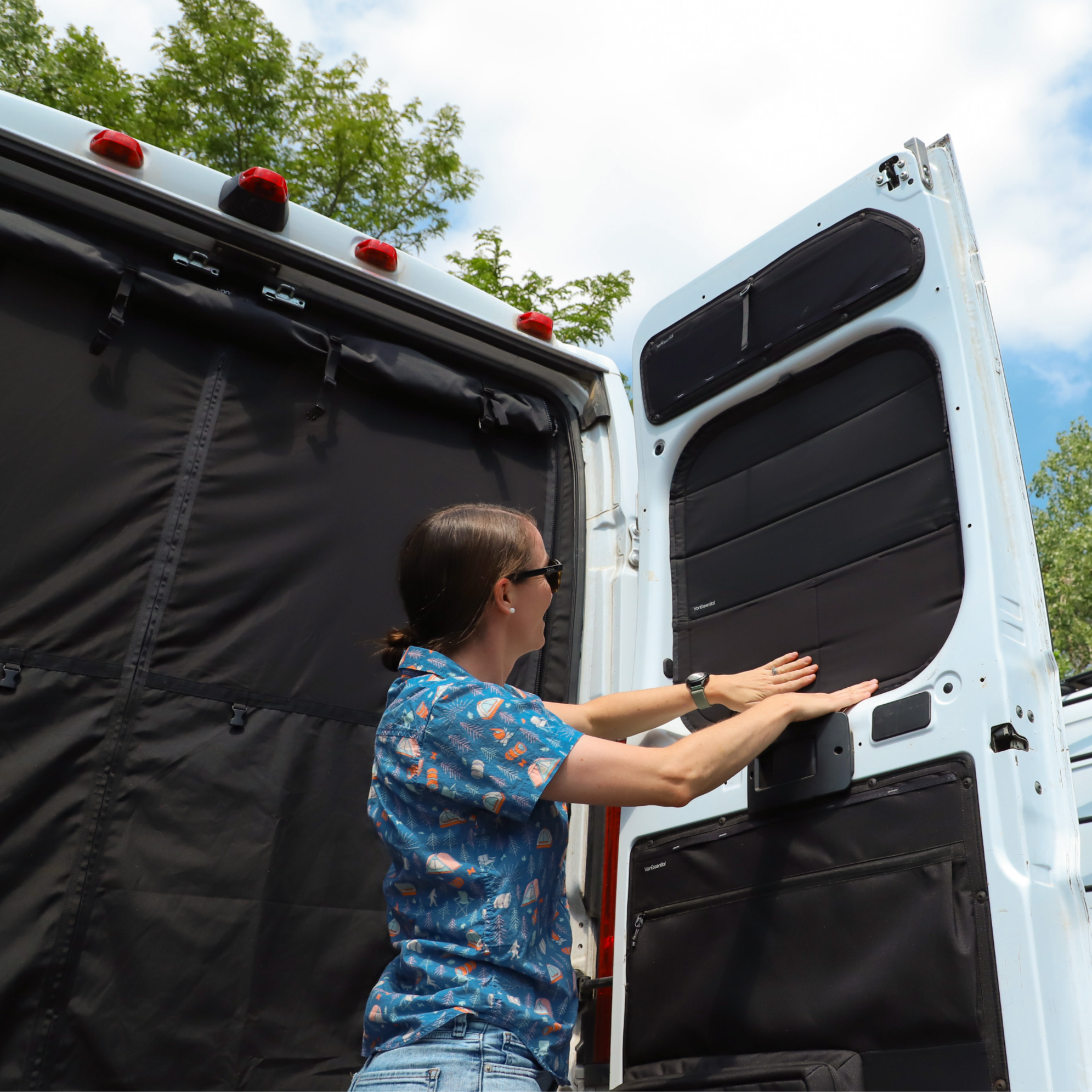 VanEssential Ram Promaster Stealth Rear Door Window Covers (Pair) - Thermal Privacy