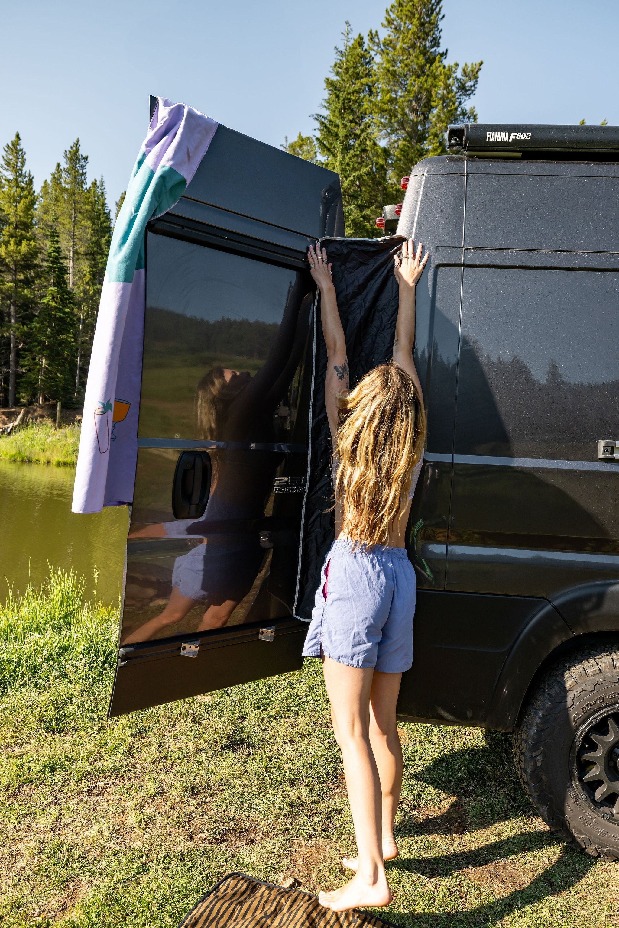 VanEssential Rear Door Shower Screen - Private Rear Shower