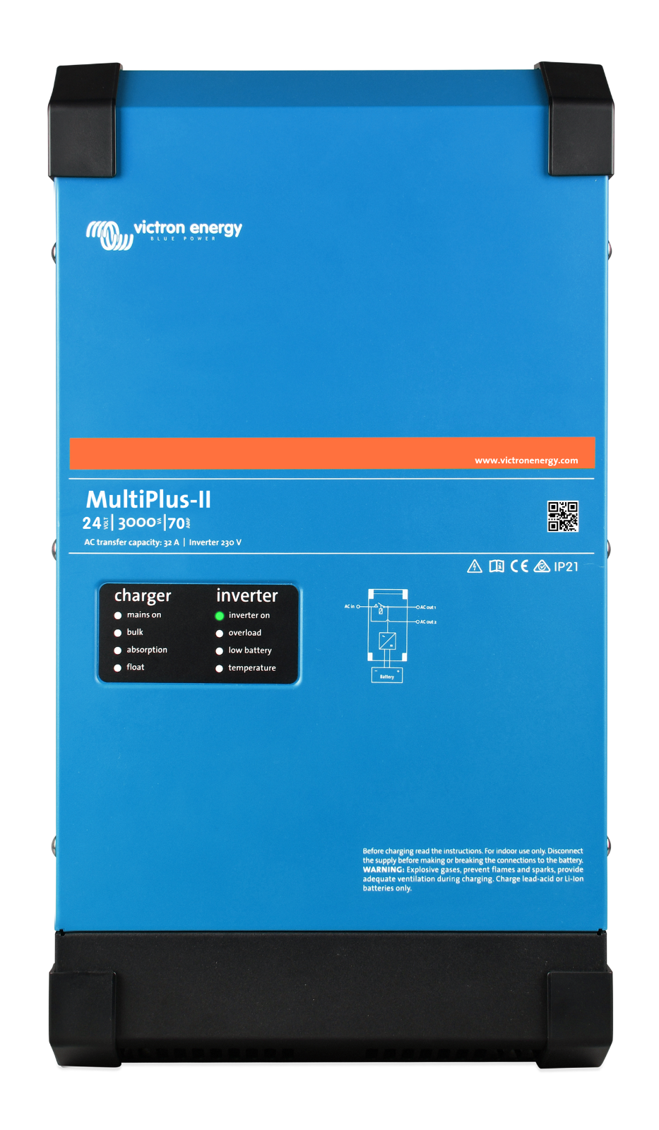 Victron PMP242305132 MultiPlus-II 24/3000/70-50 2x120V UL war - Inverter Charger Power
