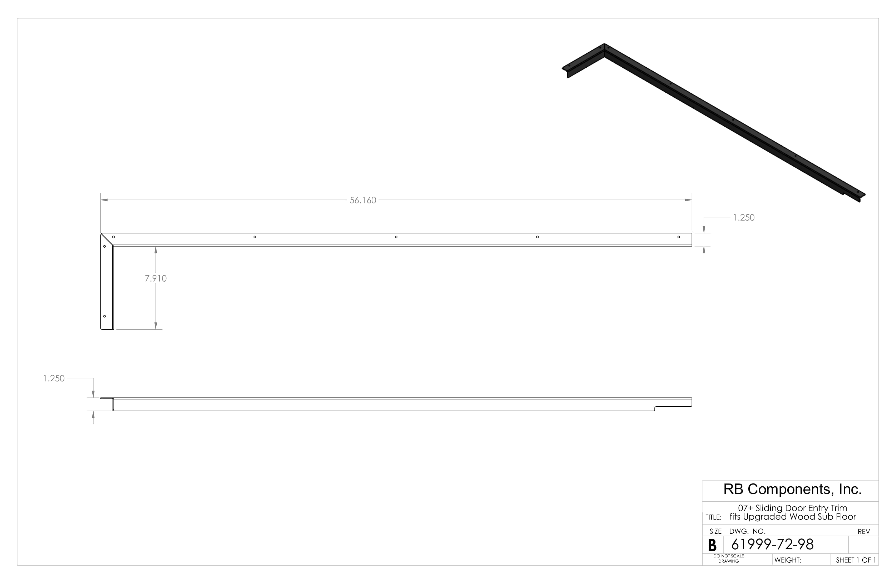 RB Components 2007+ Sprinter Slider Step Trim - 3/4-Inch Floor