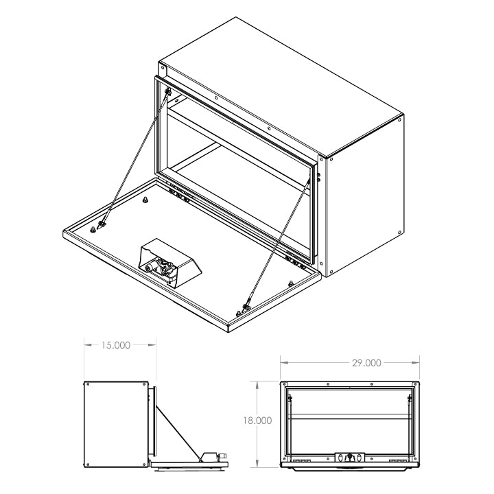 RB Components Small Horizontal Rear Door Box - 4.53 Cu Ft