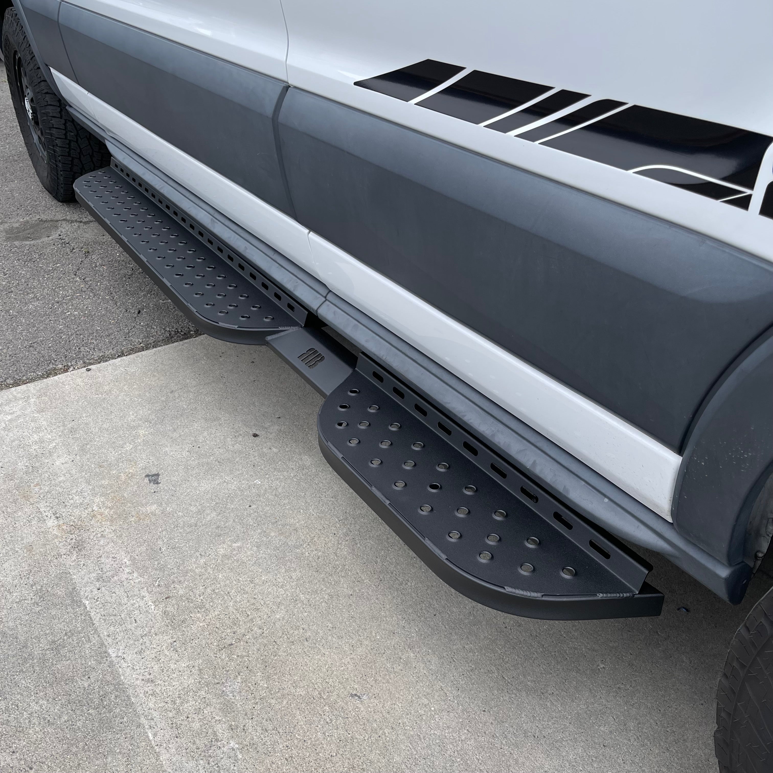RB Components Ford Transit Side Steps - Driver Short Passenger Long