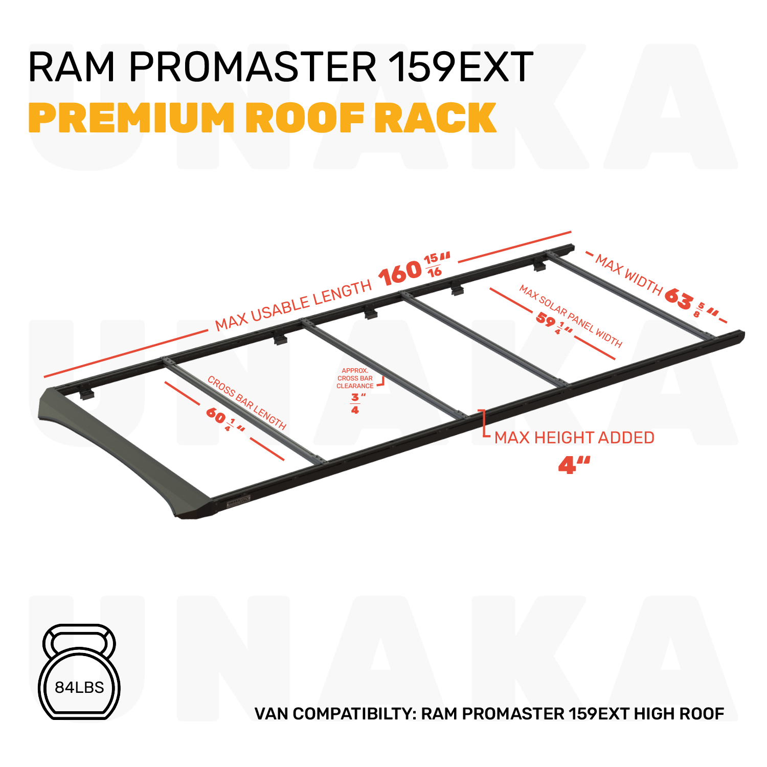Unaka Gear Co. Ram ProMaster Roof Rack - Premium - 159" EXT High Roof - Modular Roof Rack System