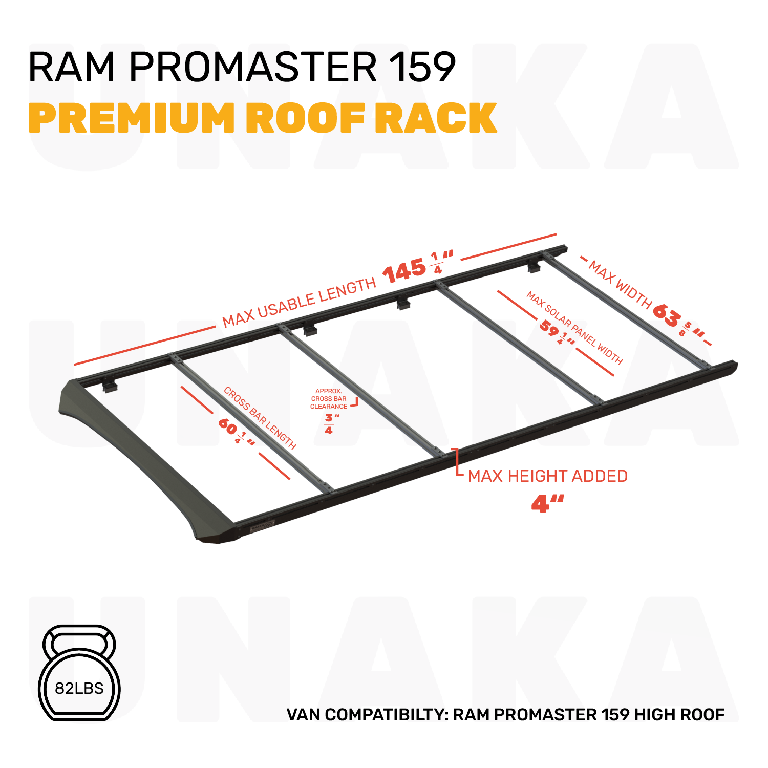 Unaka Gear Co. Ram ProMaster Roof Rack - Premium - 159" High Roof - Modular Roof Rack System