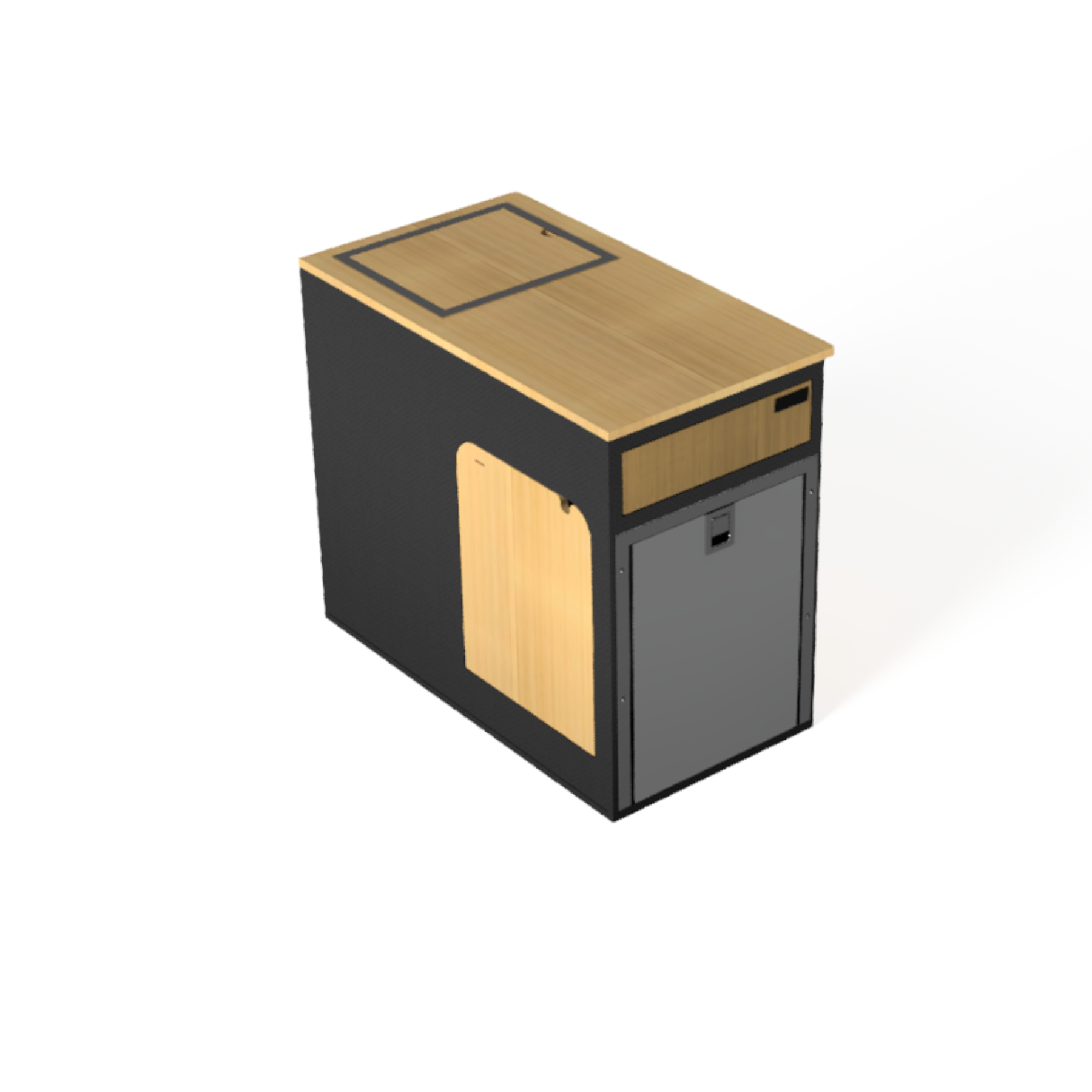UNAKA GEAR CO. PASSENGER-SIDE KITCHEN GALLEY WITH FLIP-DOWN TABLE