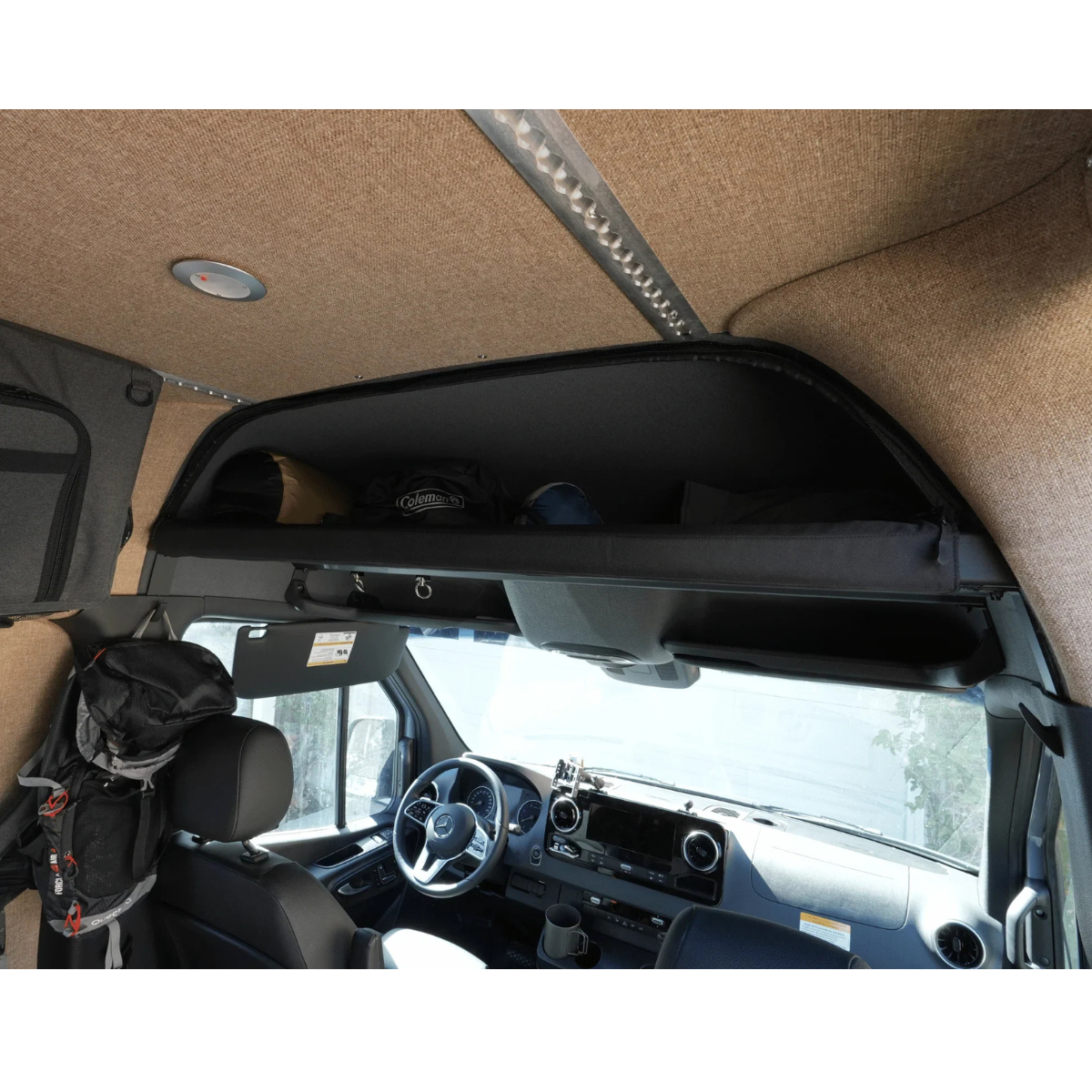 Rigwell Made Sprinter Headliner Shelf - Curtain-Ready Storage