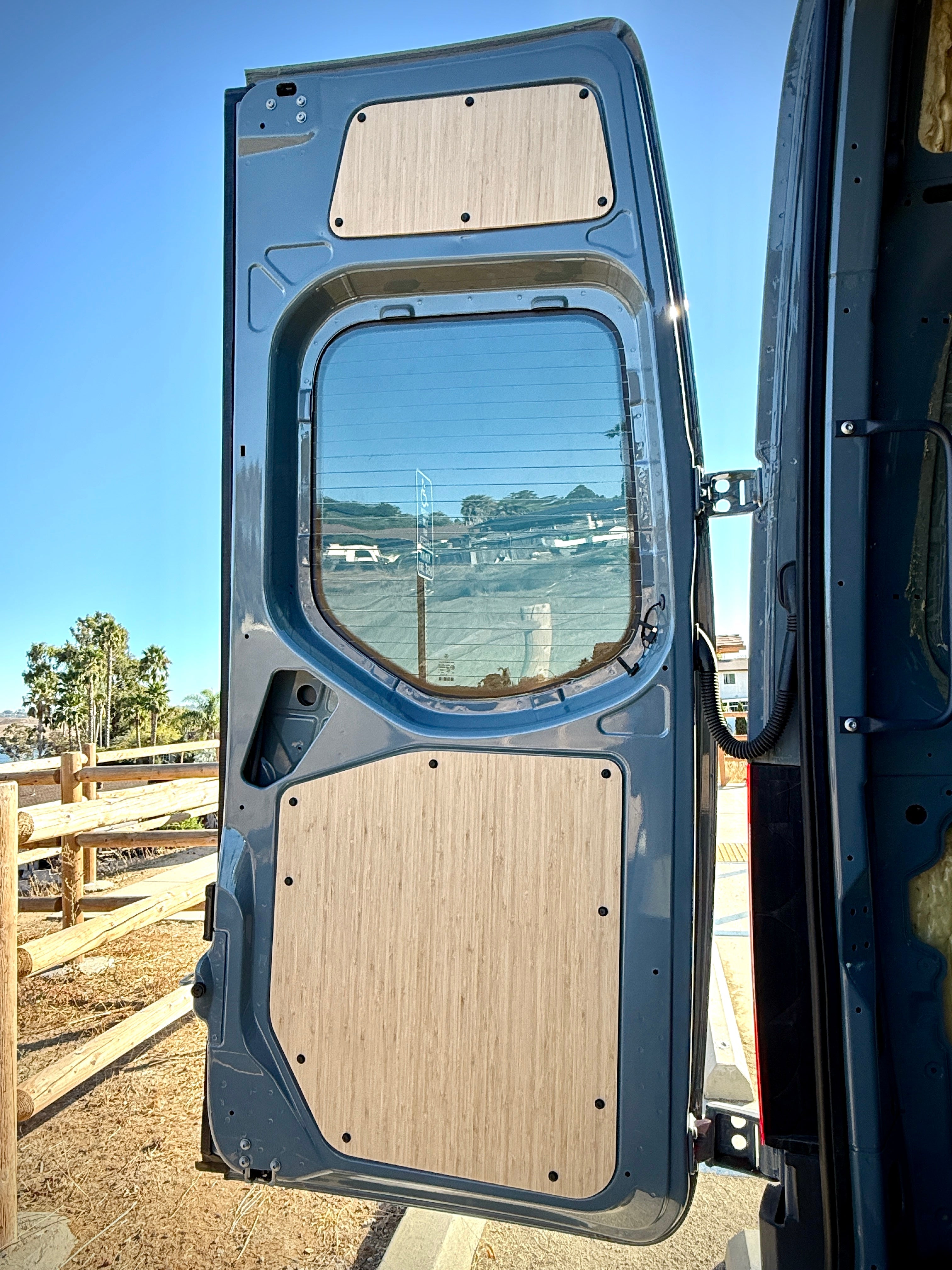 Sandy Vans Sprinter Lower Rear Door Panels (Amber Bamboo)