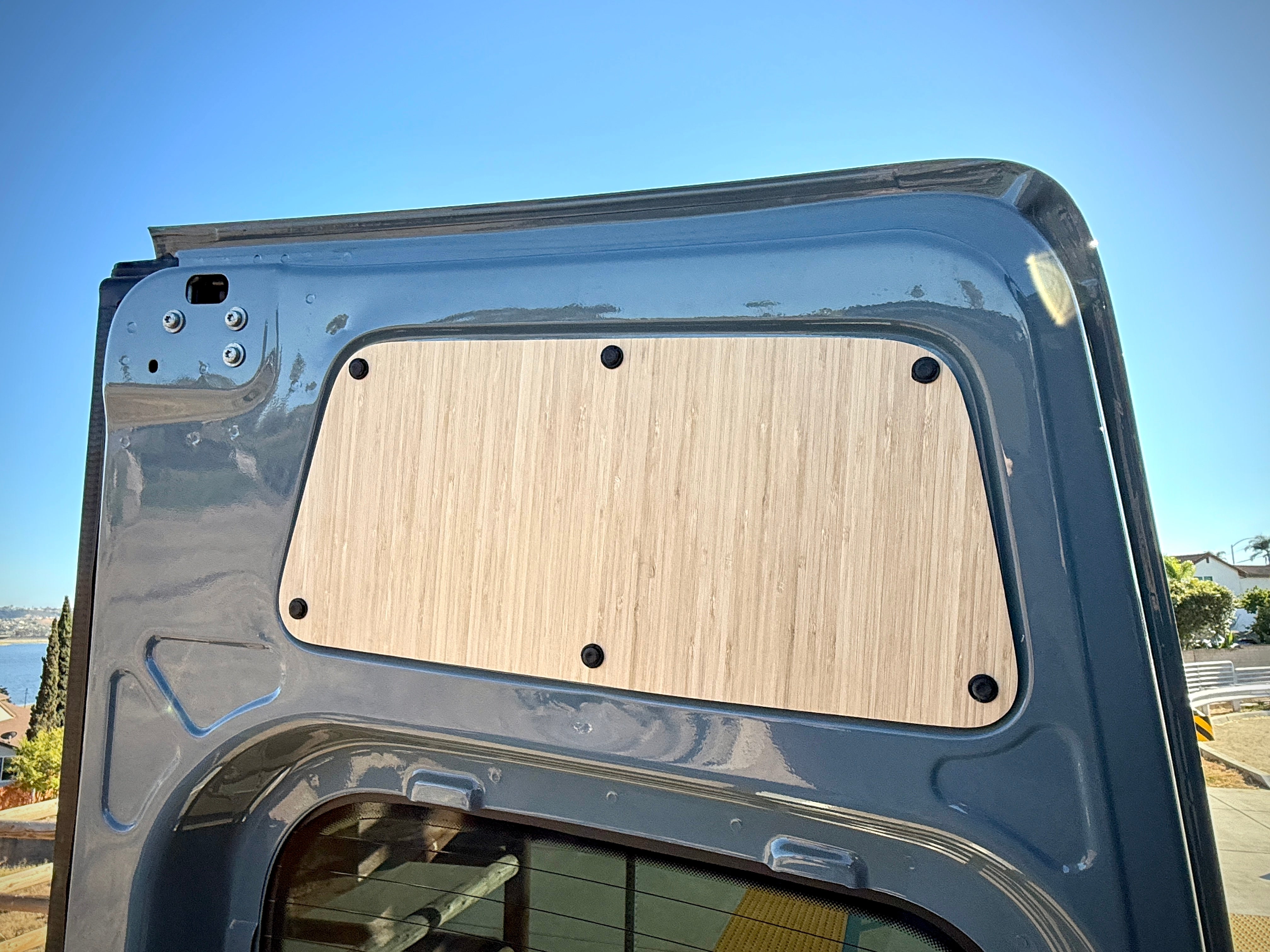 Sandy Vans Sprinter Upper Rear Door Panels (Amber Bamboo)