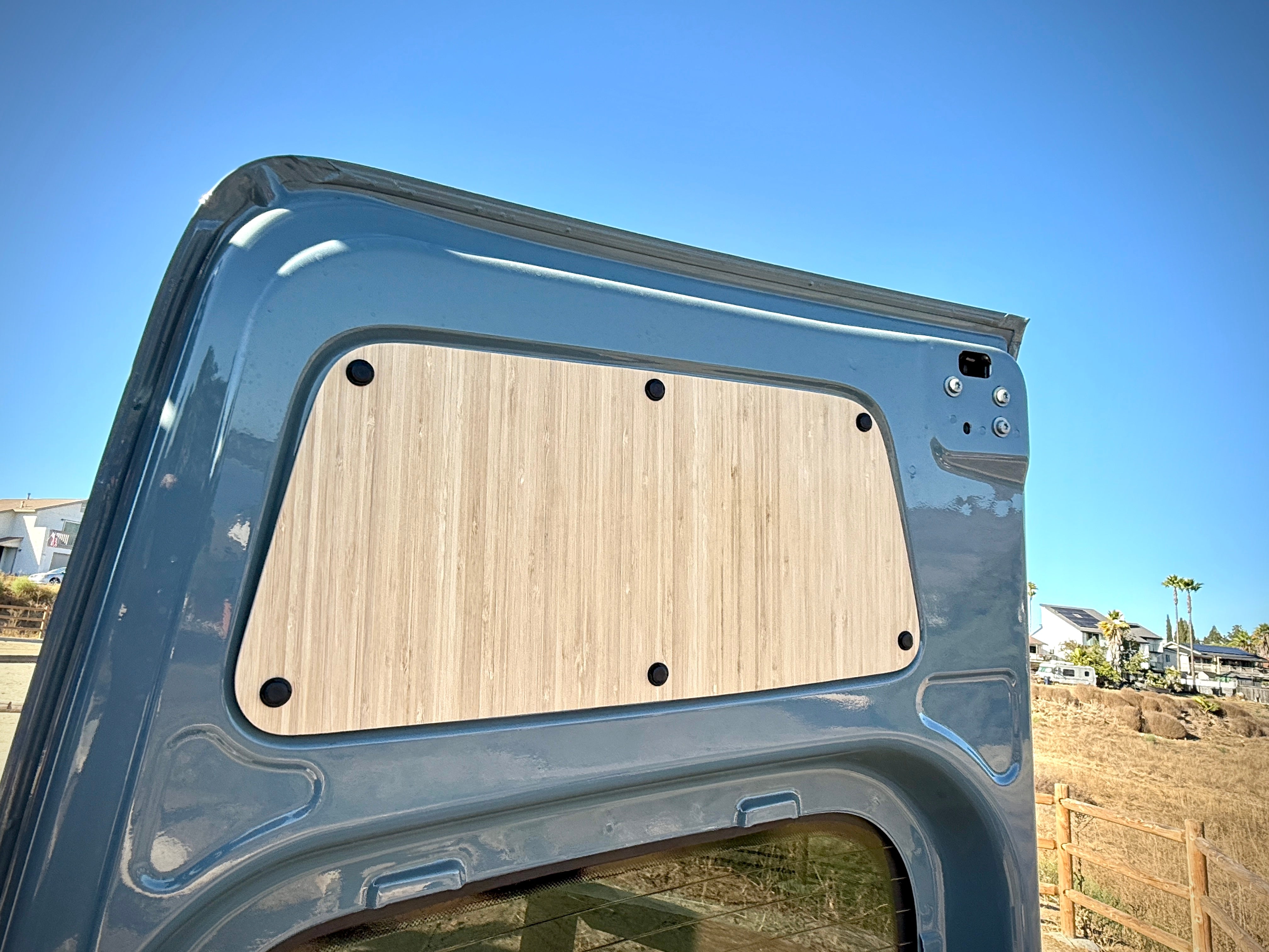 Sandy Vans Sprinter Upper Rear Door Panels (Amber Bamboo)