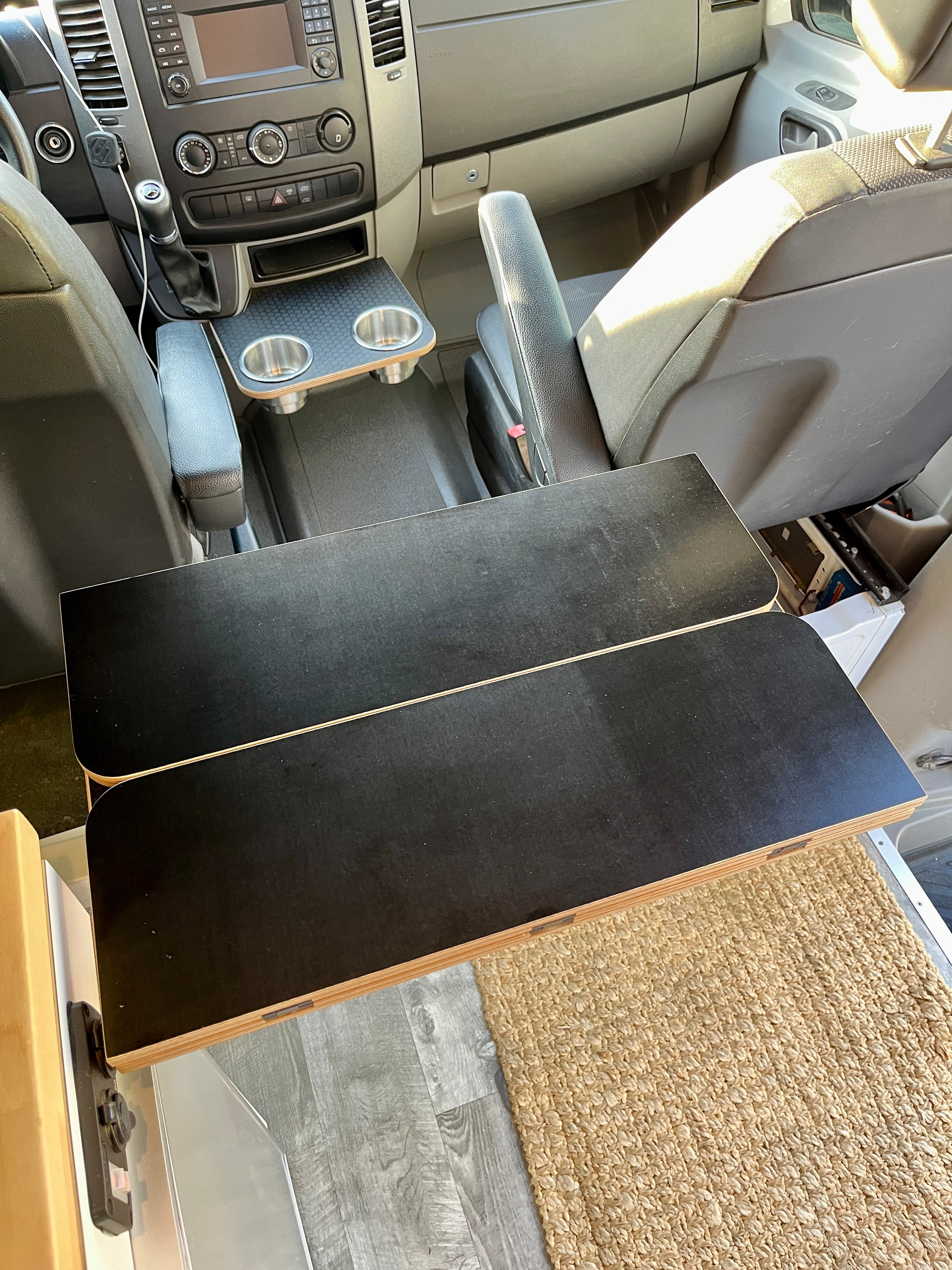 Folding Black Hex Lagun Table 3/4" Thick For Camper Vans and RVs