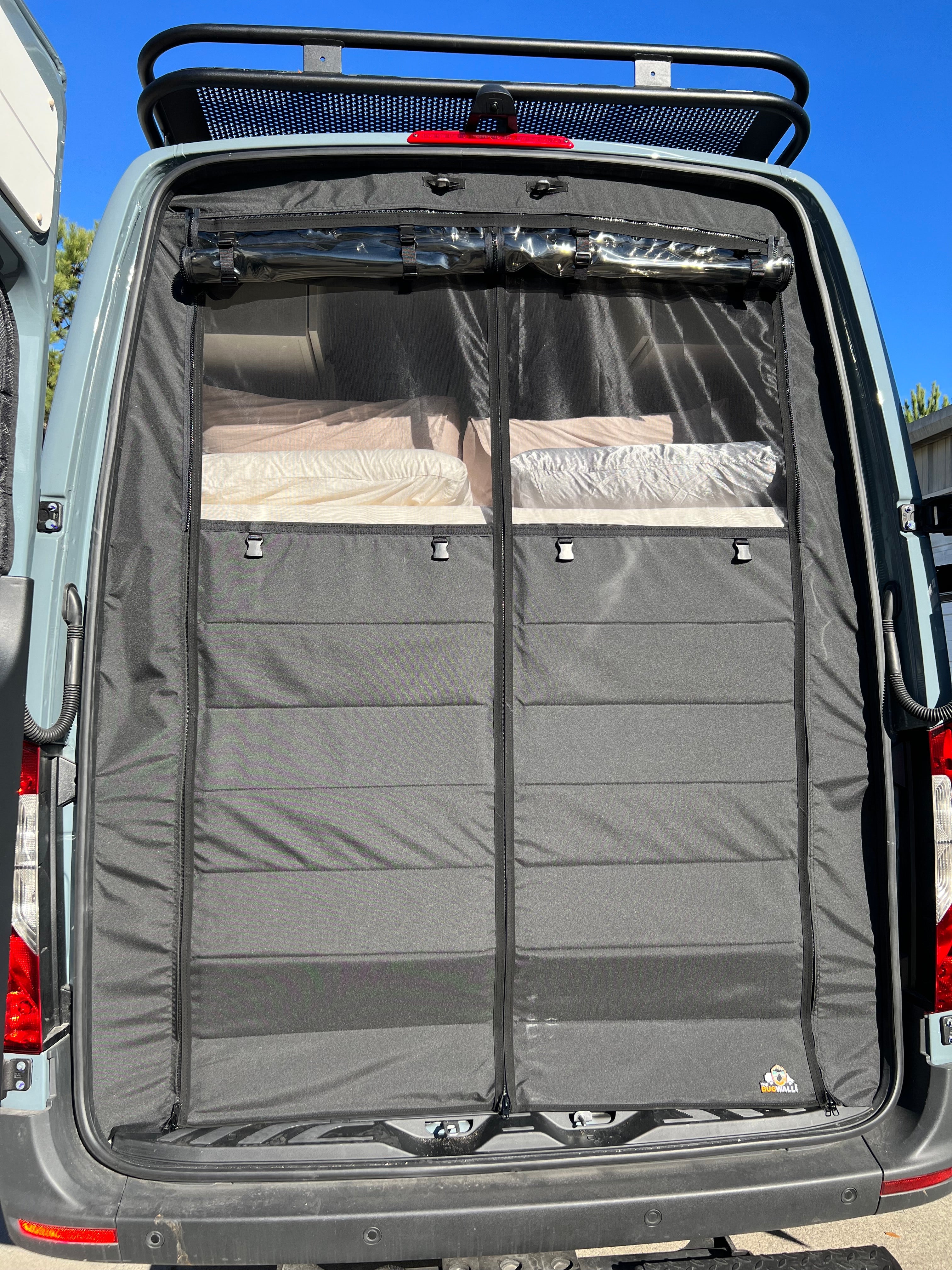 The Bug Wall Sprinter Rear Garage Screen - Four-Season Access