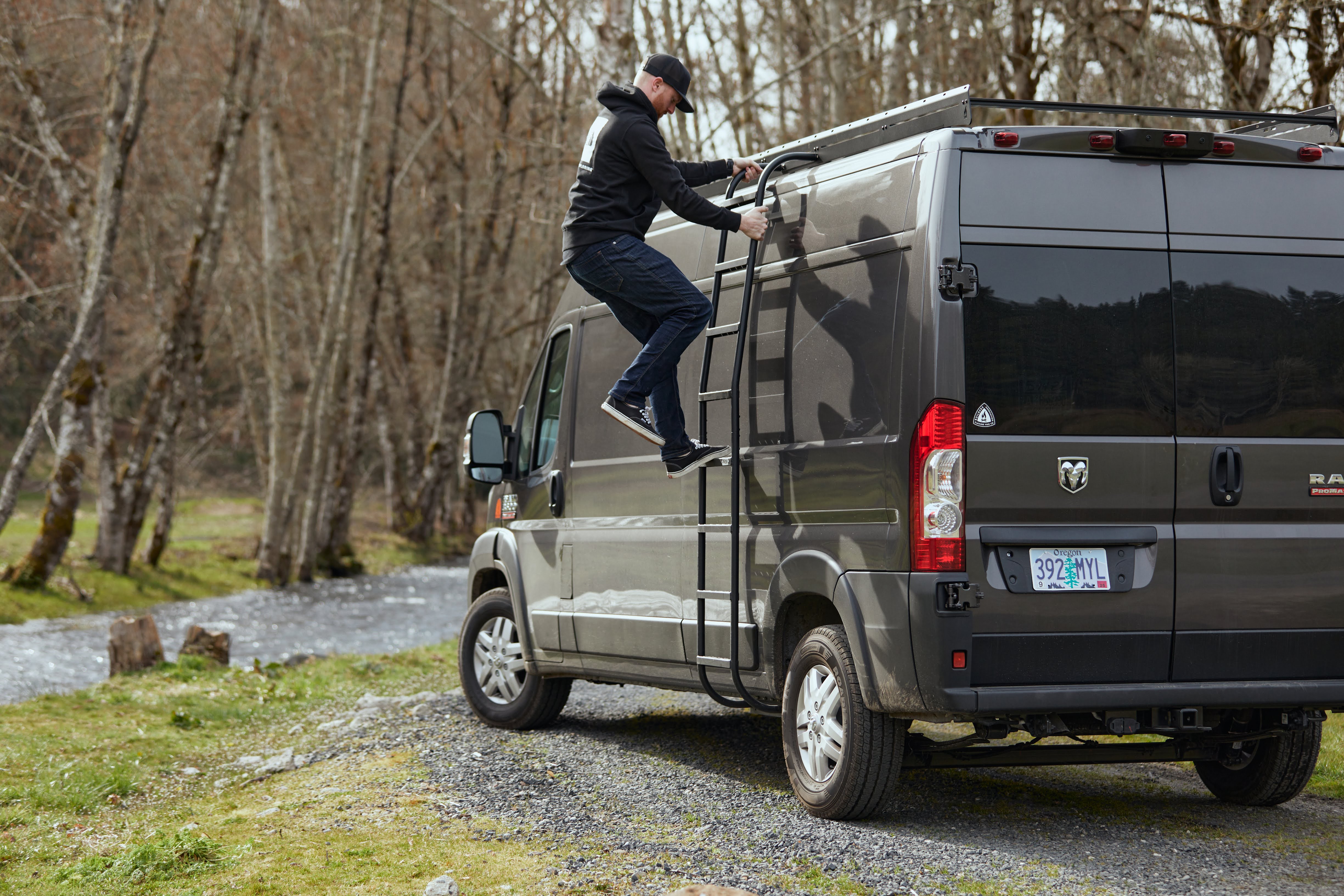 Flatline Van Co. Ram ProMaster Promaster Van Side Ladder - Exterior Access
