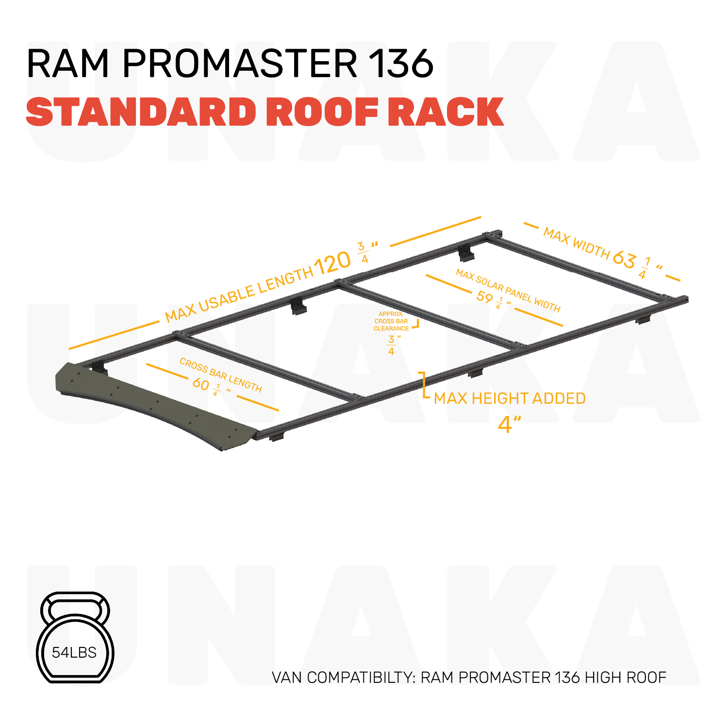 Unaka Gear Co. Ram ProMaster Roof Rack - Standard - 136" High Roof - Modular Roof Rack System